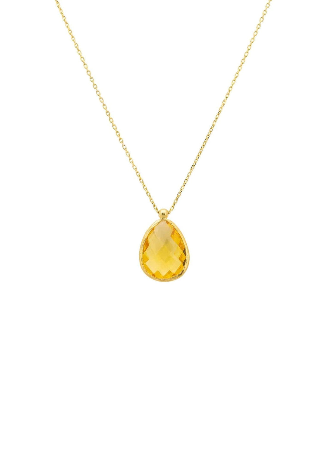 Petite Drop Necklace Gold Citrine Hydro