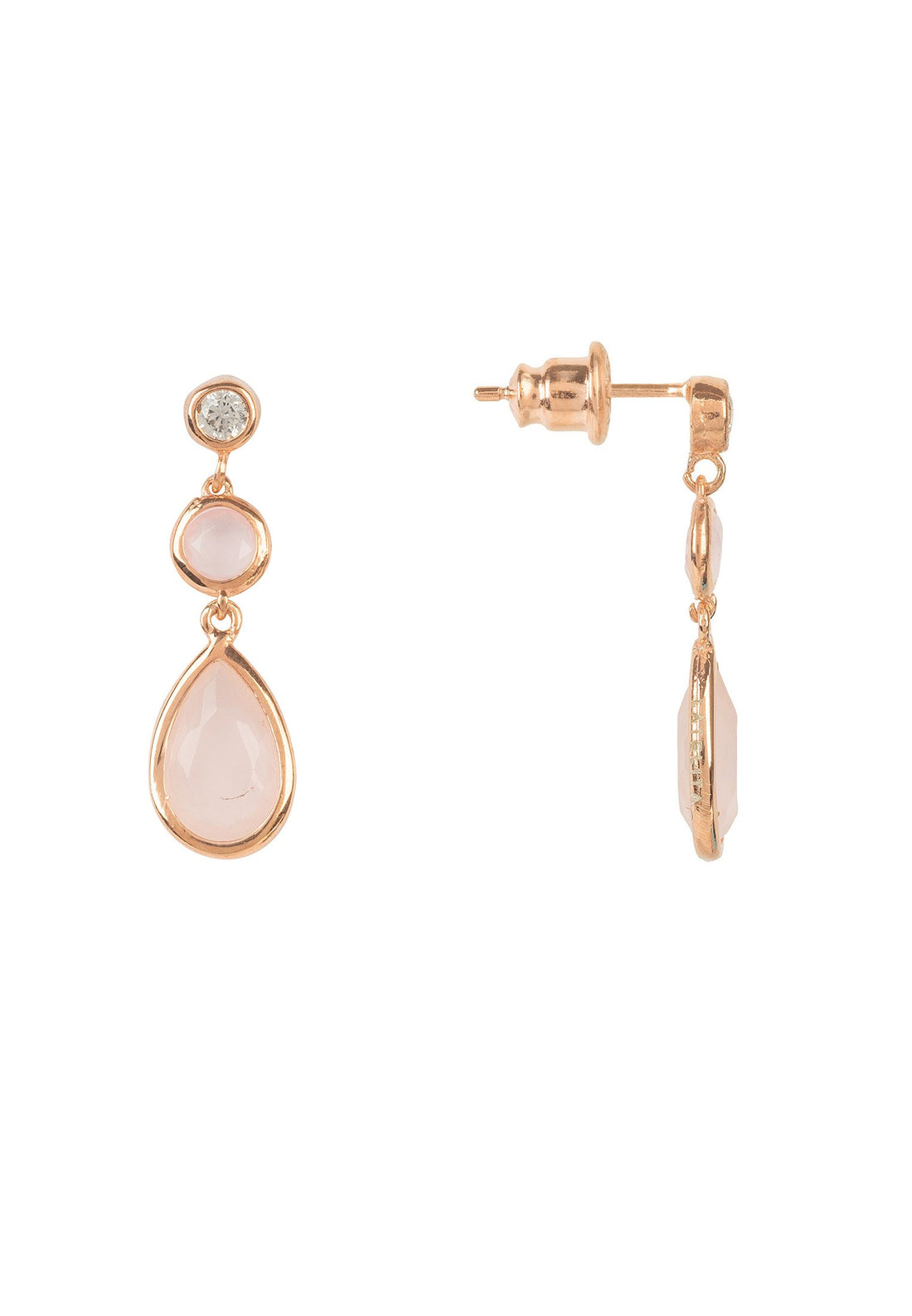 Tuscany Gemstone Drop Earring Rose Gold Rose Quartz