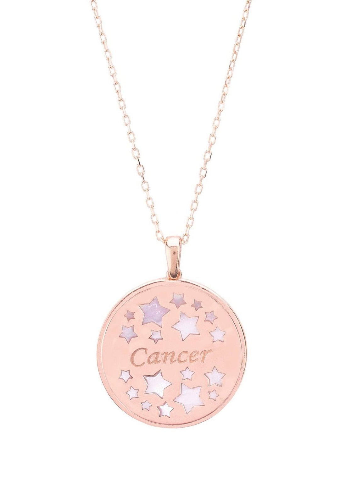 Zodiac Mother of Pearl Gemstone Star Constellation Pendant Necklace Cancer