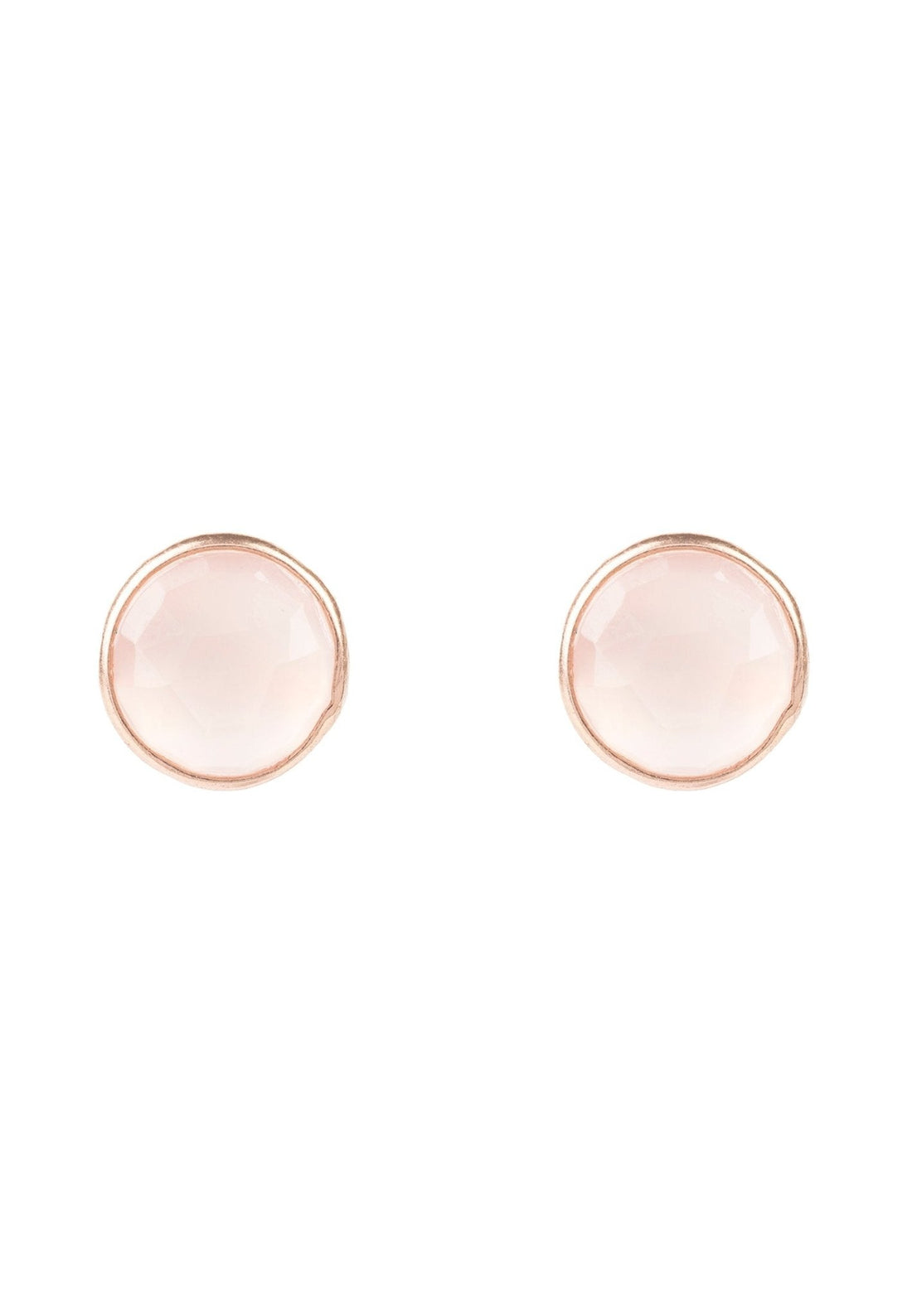 Medium Circle Gemstone Earrings Rosegold Rose Quartz