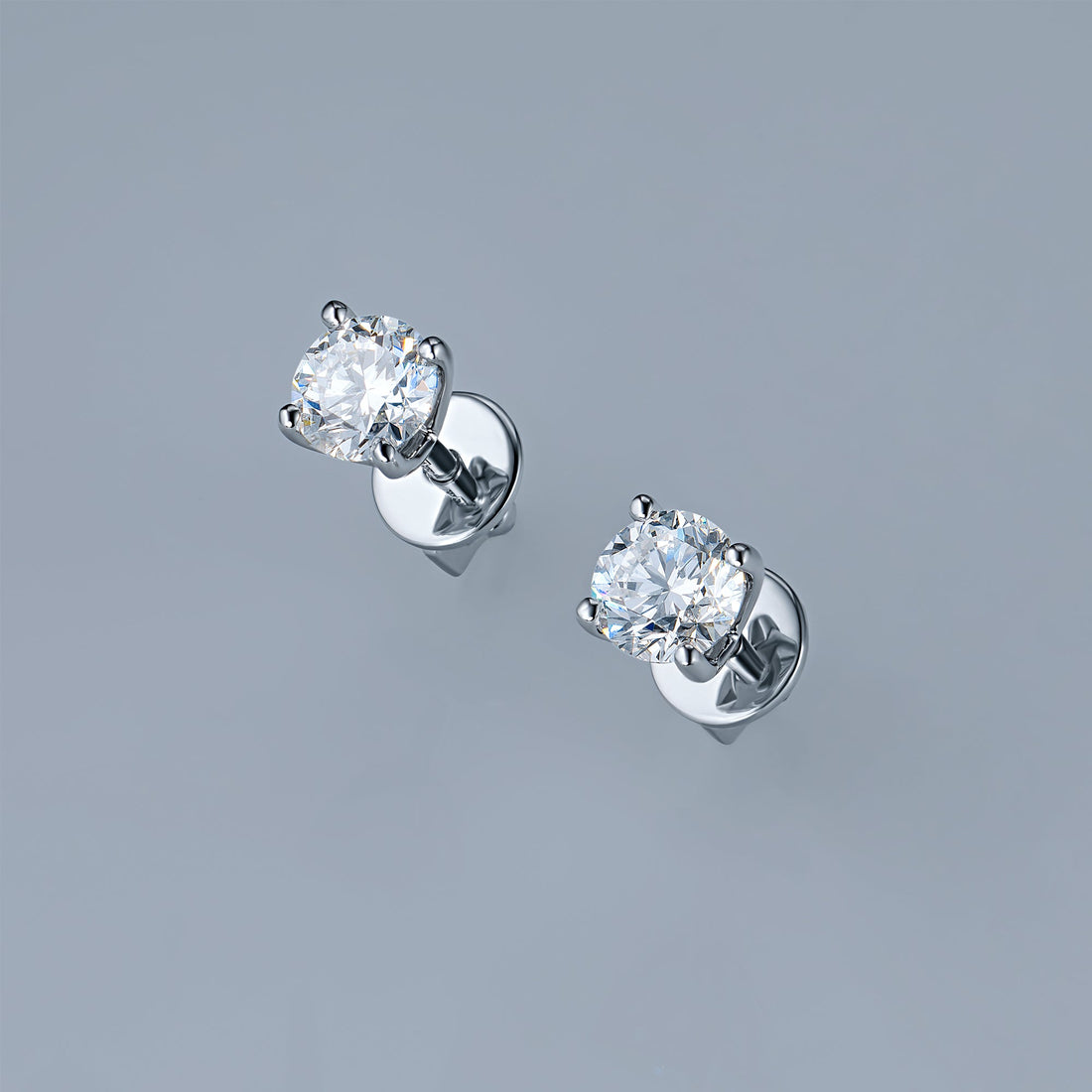 14K White Gold Earring Studs With 2 Round-Cut Lab-Created Diamonds 1.21 CT.TW