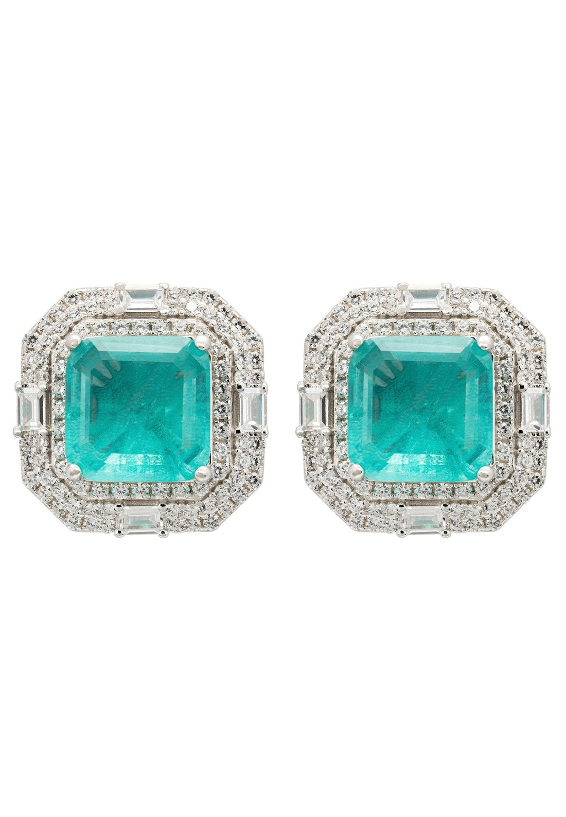 Madeleine Paraiba Tourmaline Large Stud Earrings Silver