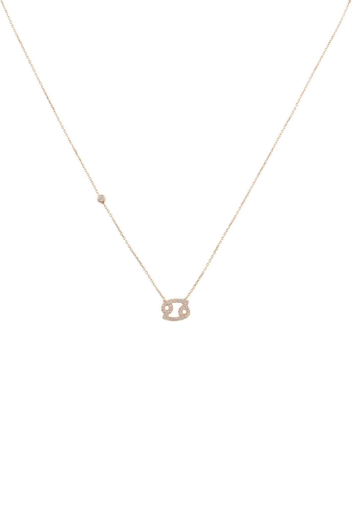 Zodiac Star Sign Pendant Necklace Rose Gold Cancer