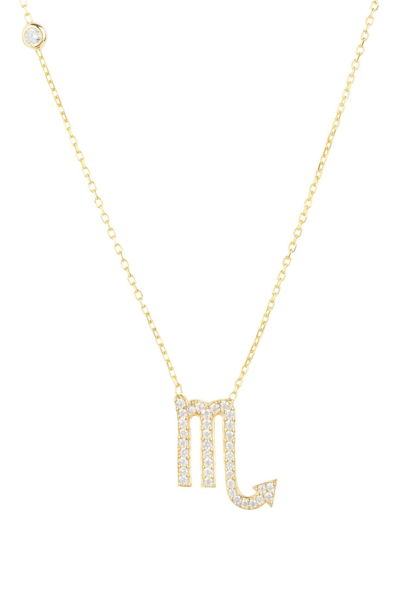 Zodiac Star Sign Pendant Necklace Gold Scorpio