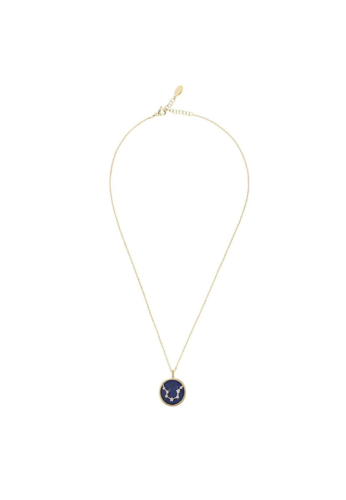 Zodiac Lapis Lazuli Gemstone Star Constellation Pendant Necklace Gold Aquarius