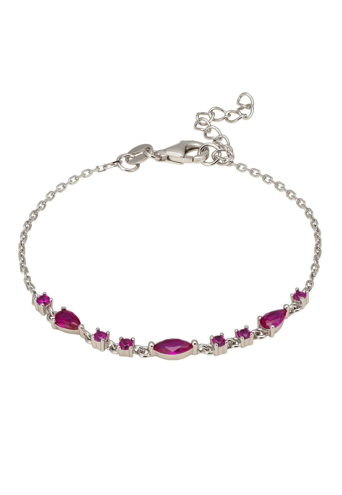 Olivia Bracelet Ruby Red Silver