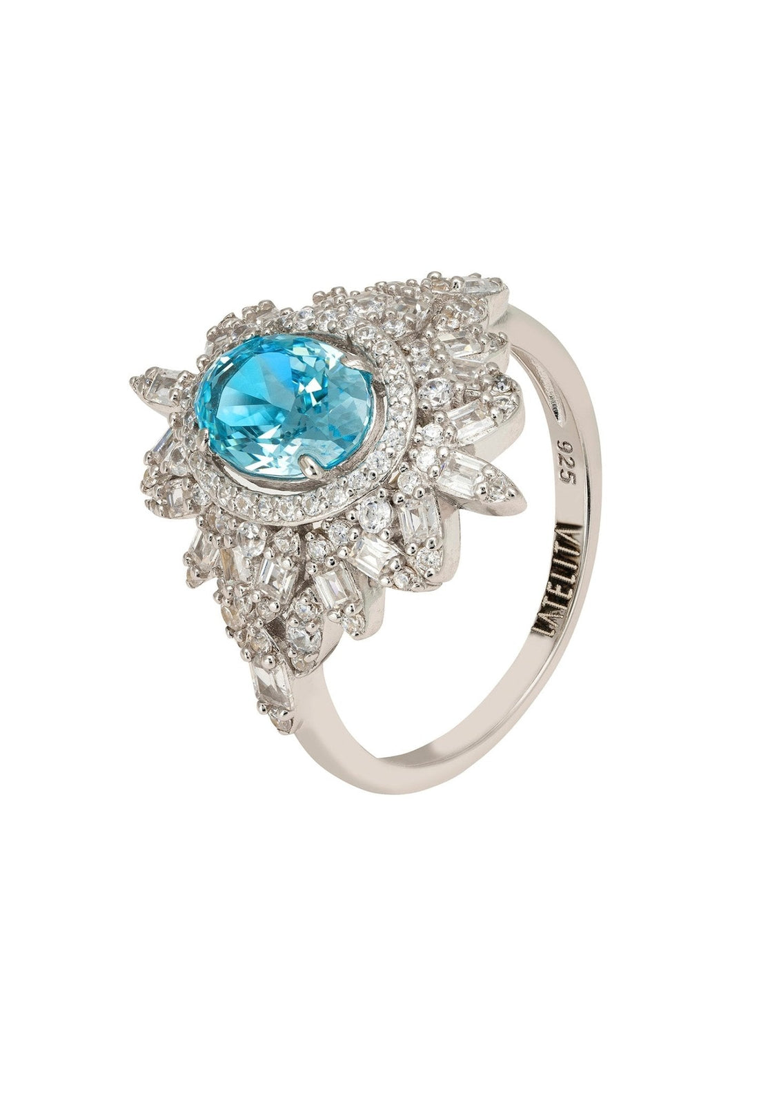 Arabesque Splendor Cocktail Ring Blue Topaz Silver