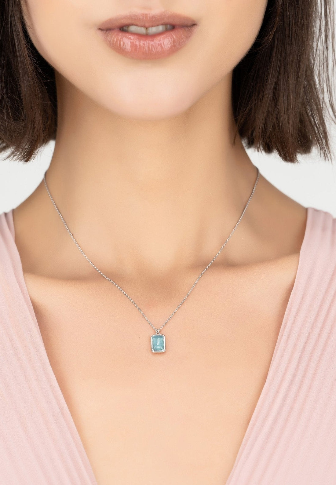 Portofino Necklace Silver Blue Topaz