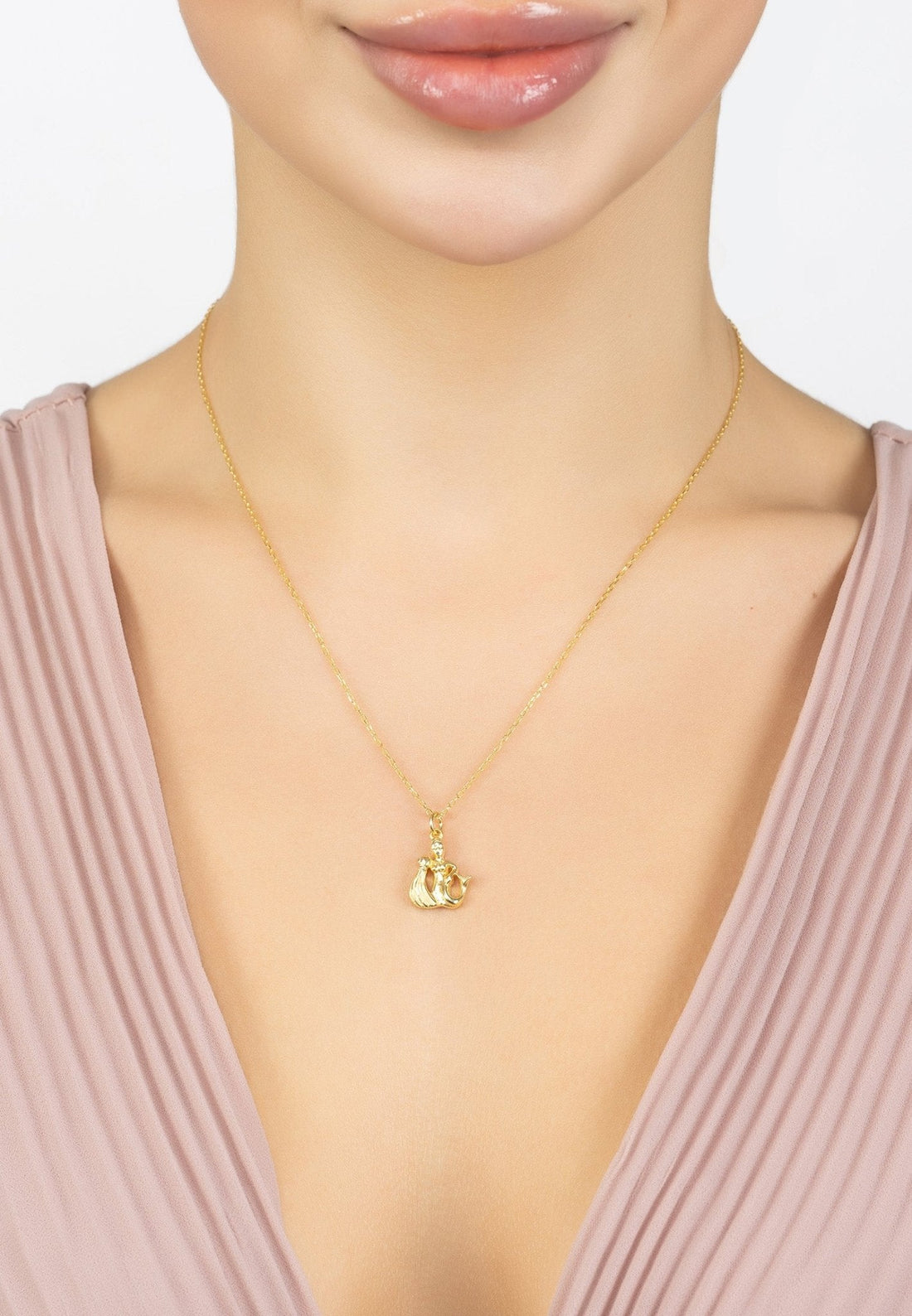 Zodiac Star Sign Necklace Gold Aquarius