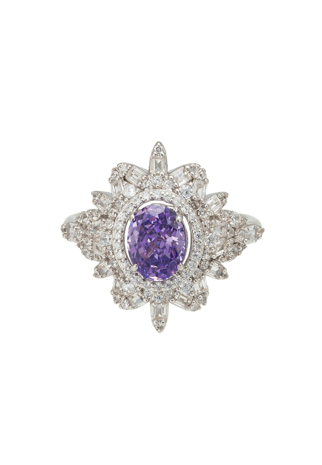 Arabesque Splendor Cocktail Ring Lilac Amethyst Silver