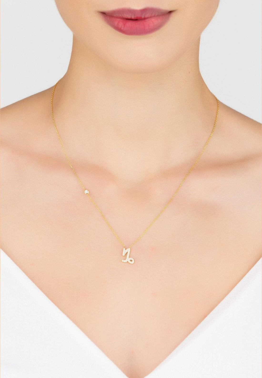 Zodiac Star Sign Pendant Necklace Gold Capricorn