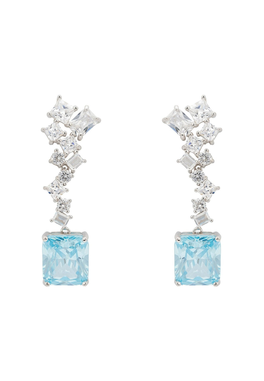 Diana Blue Topaz Drop Earrings Silver