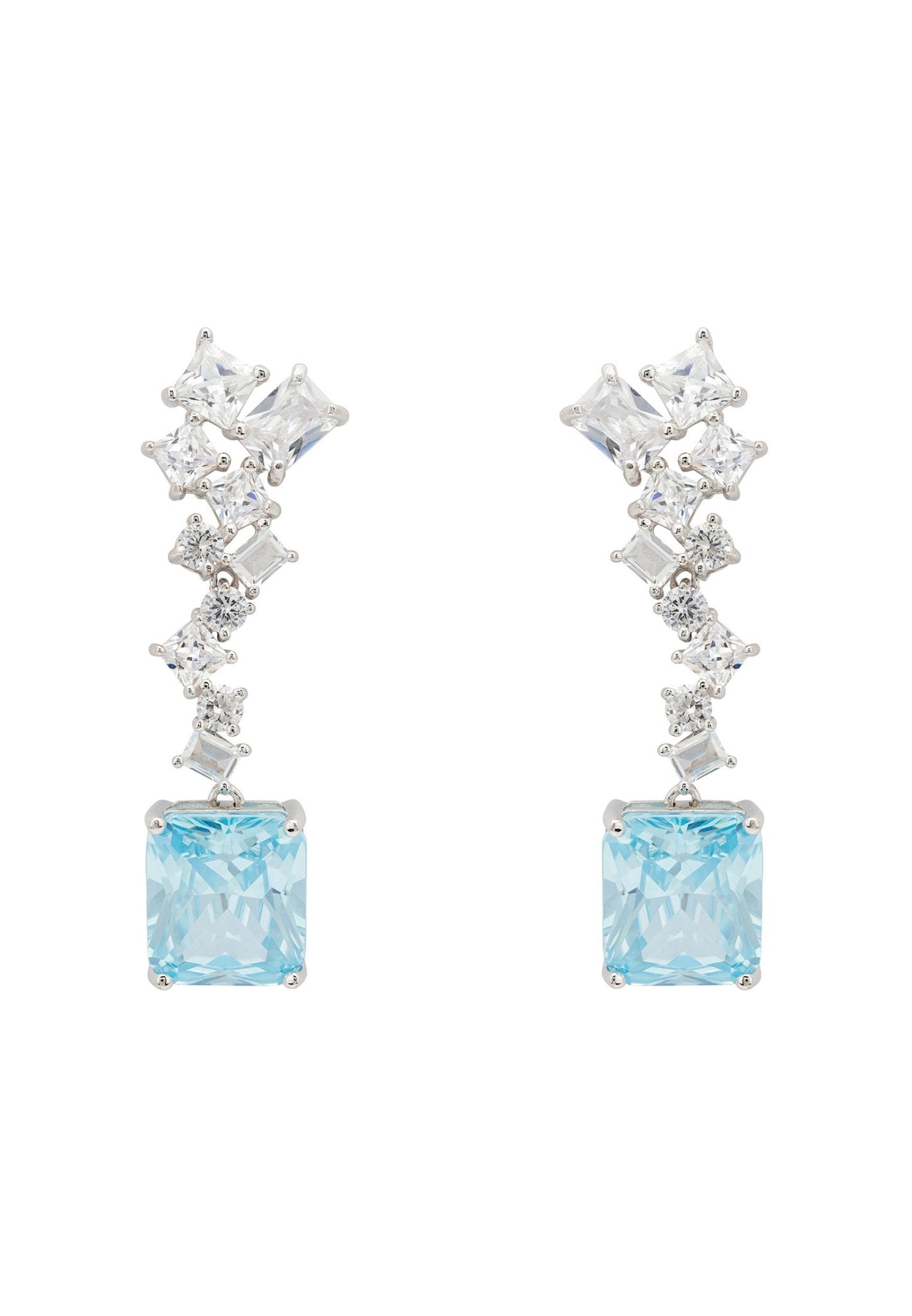 Diana Blue Topaz Drop Earrings Silver