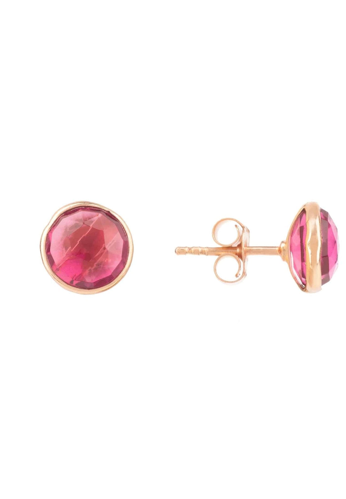 Medium Circle Gemstone Earrings Rosegold Pink Tourmaline