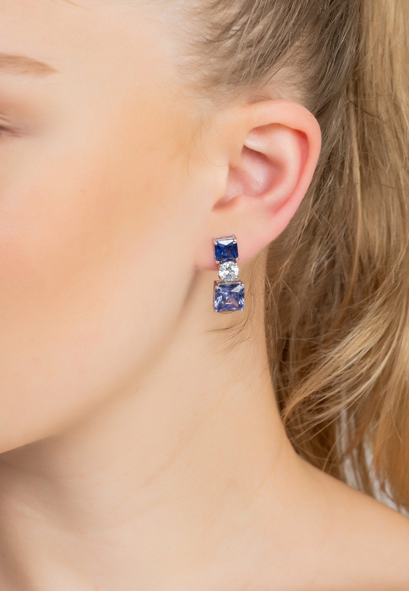 Penelope Drop Earrings Tanzanite Silver