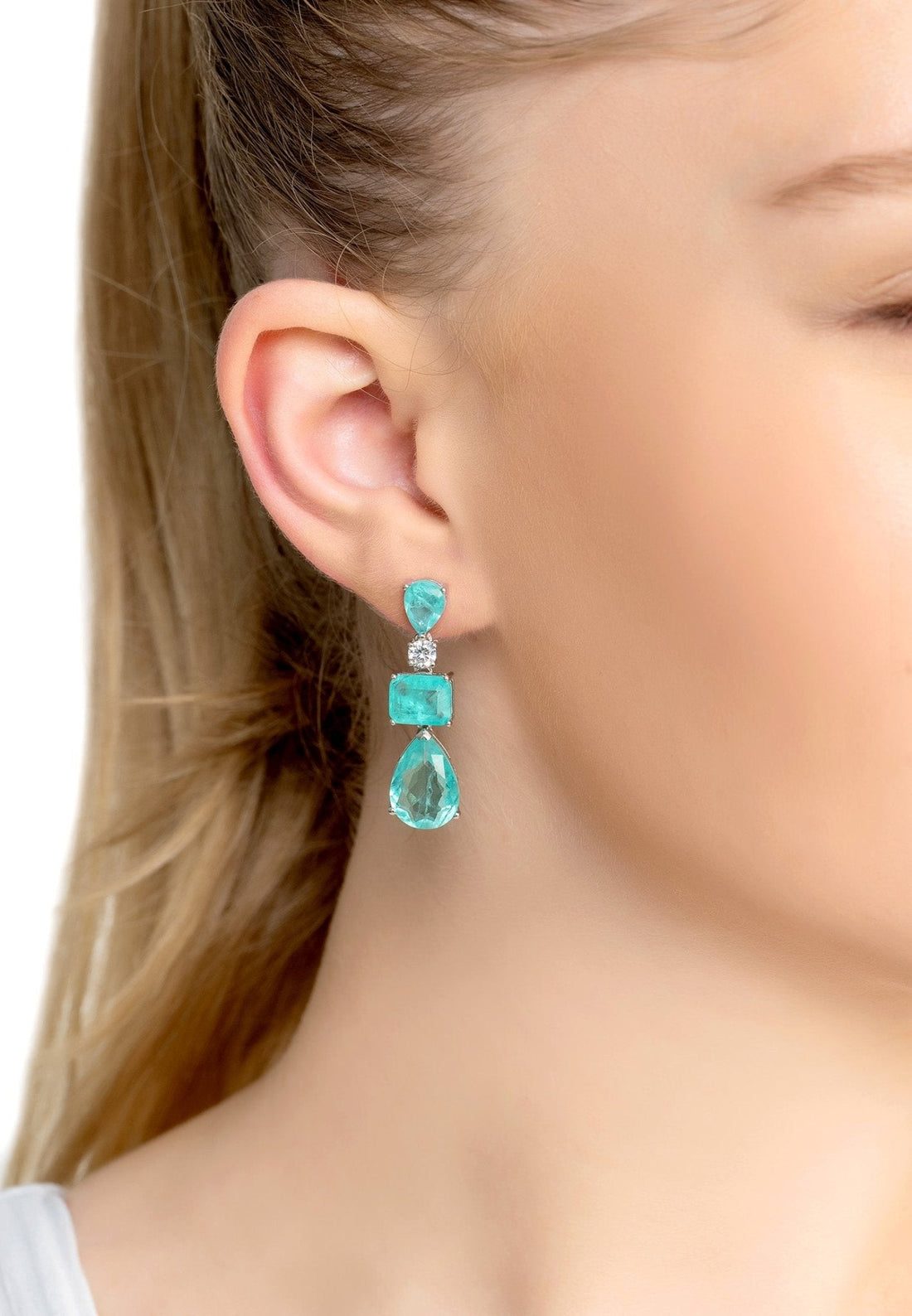 Valentina Drop Earrings Silver Paraiba Tourmaline