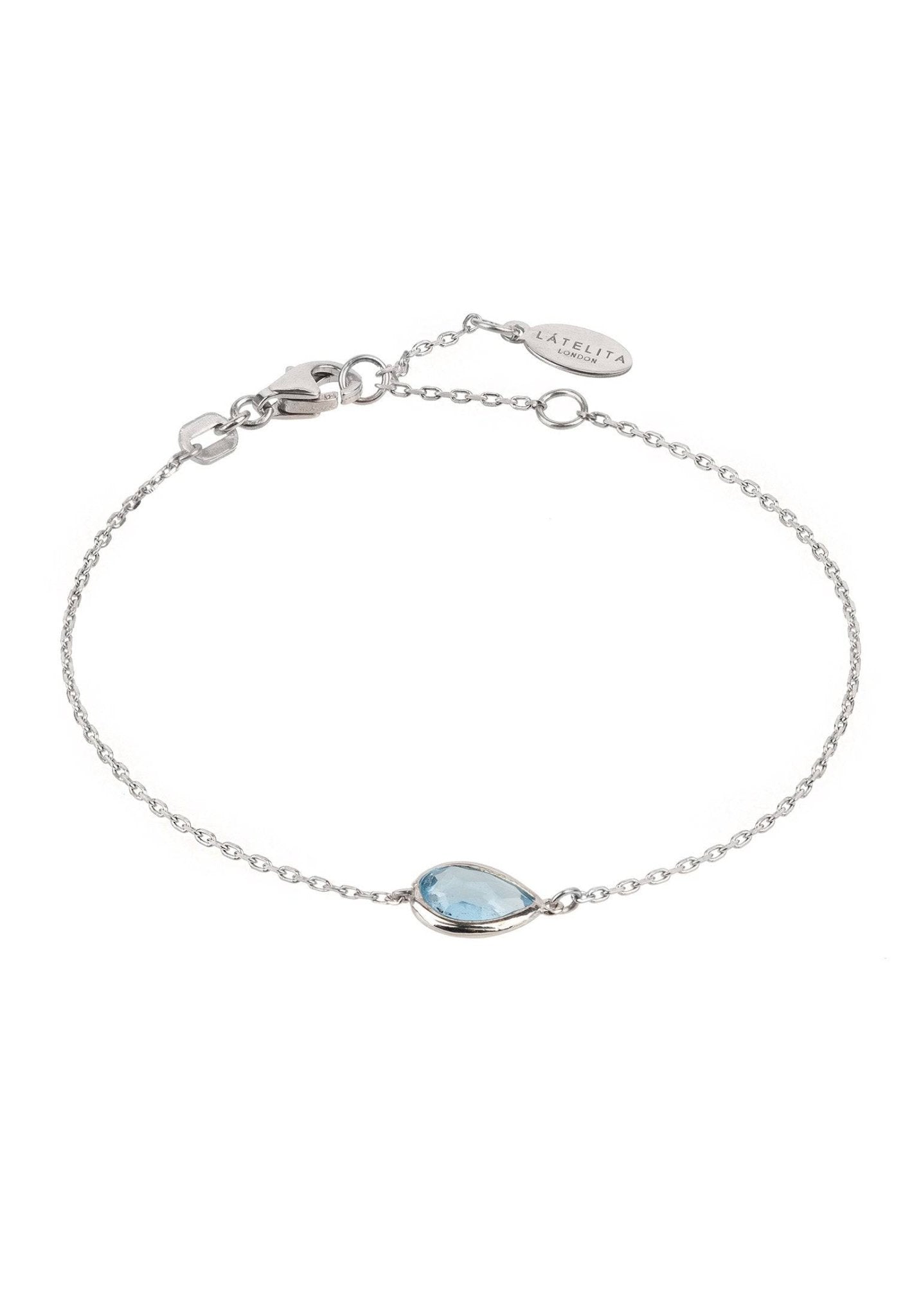 Pisa Mini Teardrop Bracelet Silver Blue Topaz