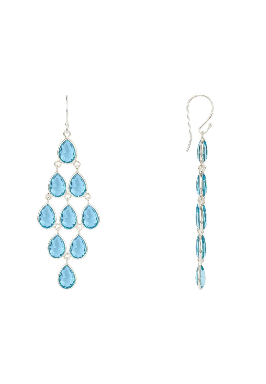 Erviola Gemstone Cascade Earrings Silver Blue Topaz Hydro