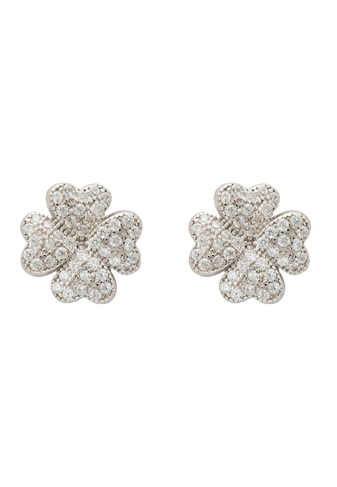 Four Leaf Clover Stud Earrings Silver