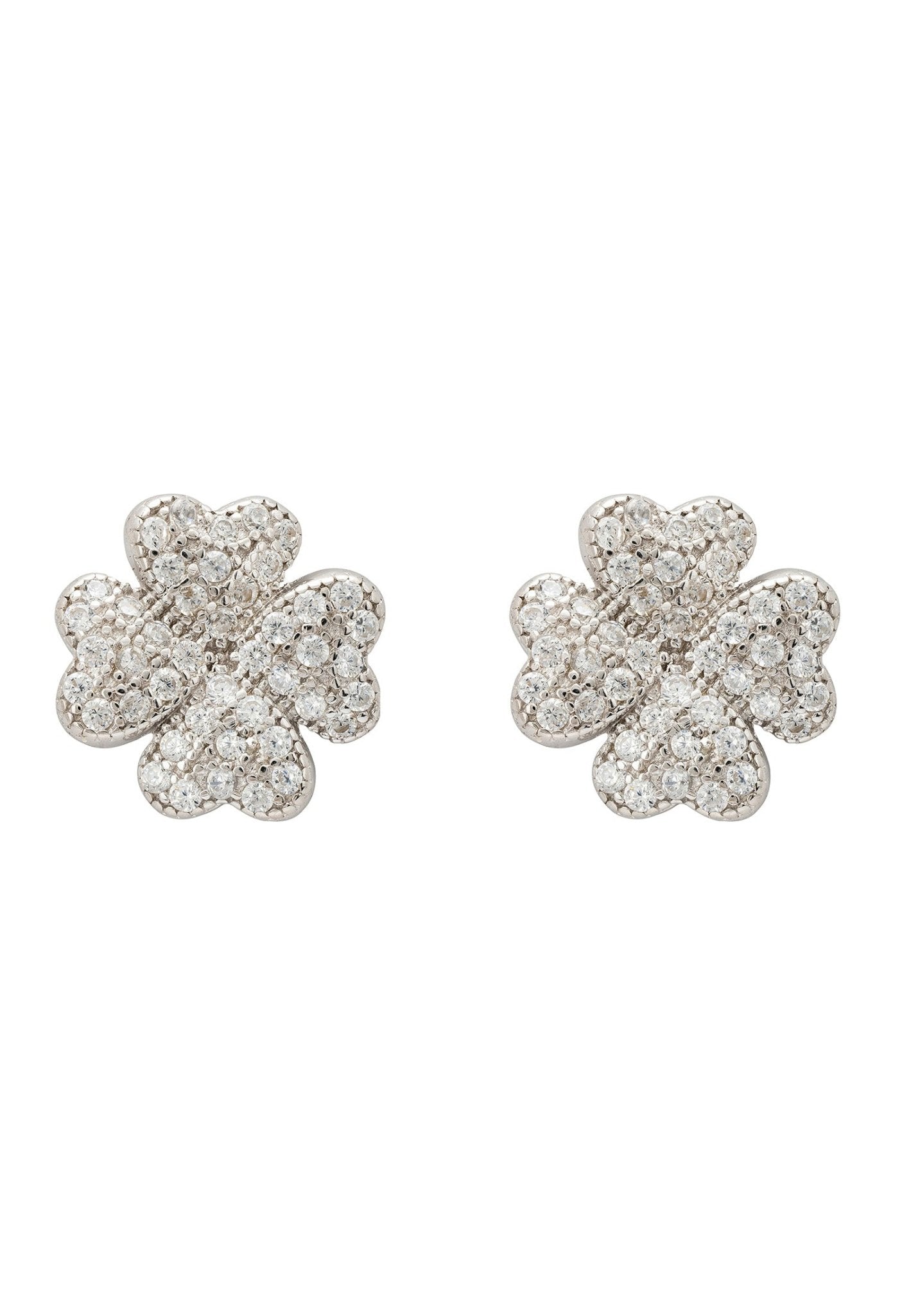 Four Leaf Clover Stud Earrings Silver