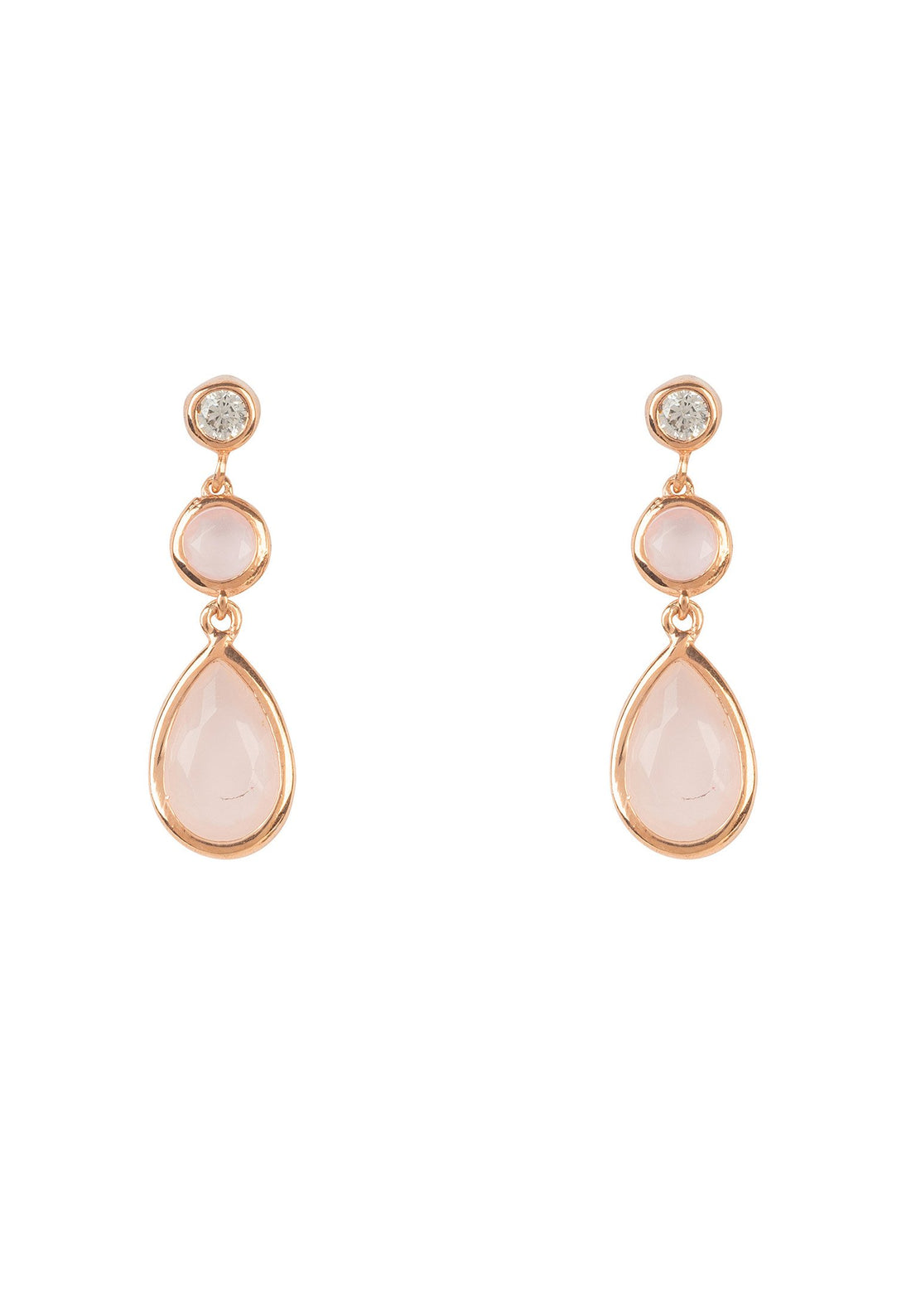 Tuscany Gemstone Drop Earring Rose Gold Rose Quartz