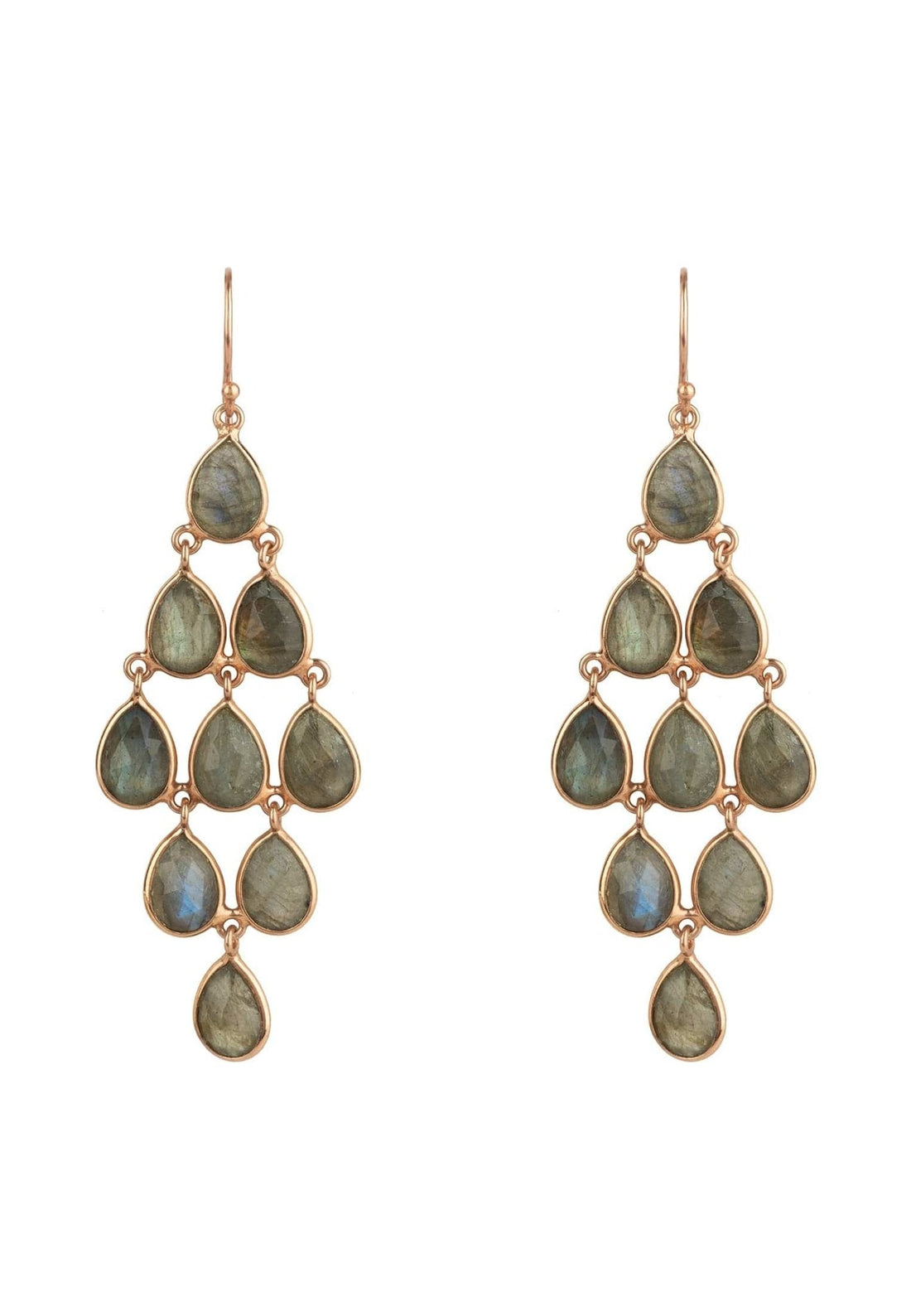 Erviola Gemstone Cascade Earrings Rose Gold Labradorite