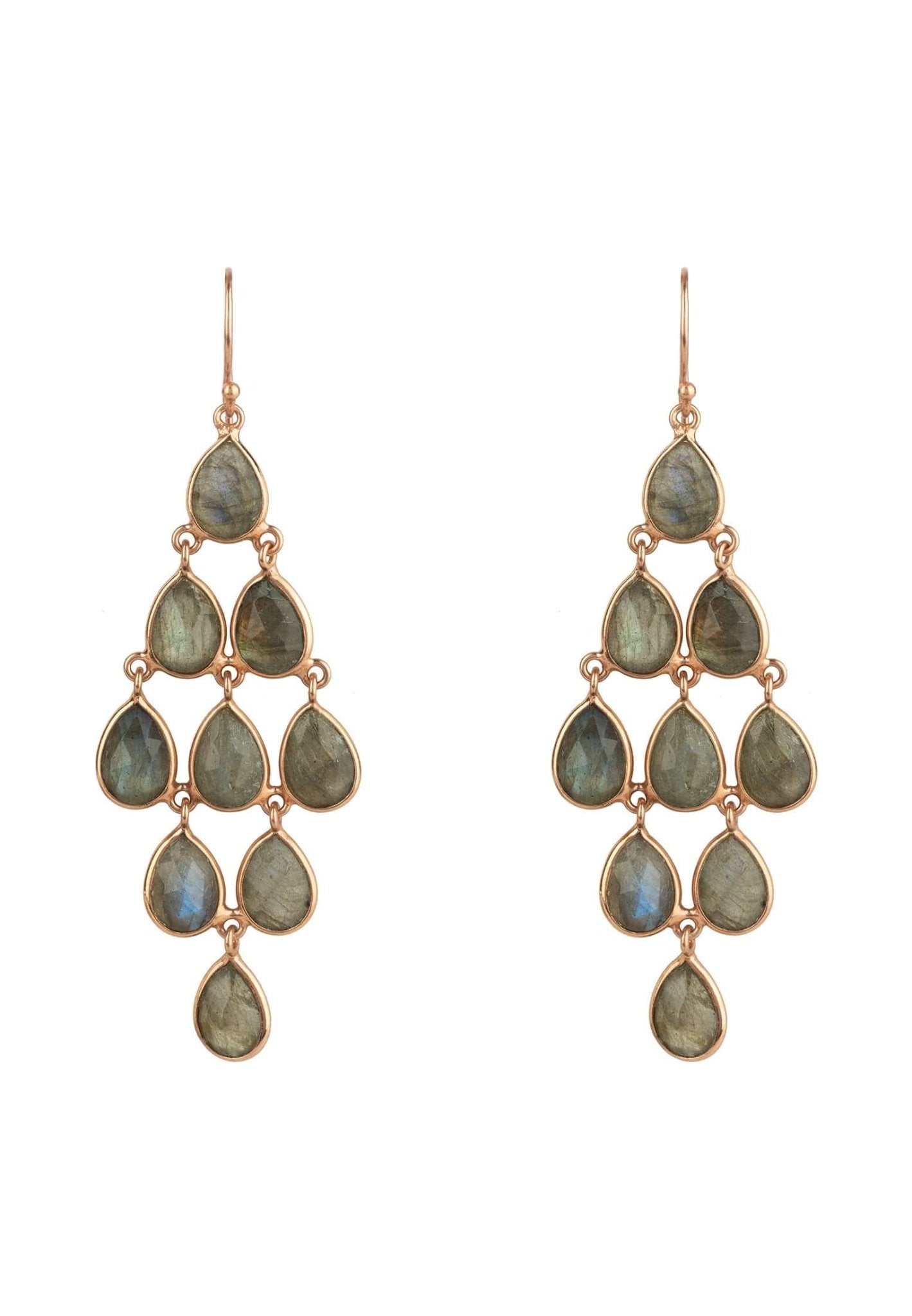 Erviola Gemstone Cascade Earrings Rose Gold Labradorite