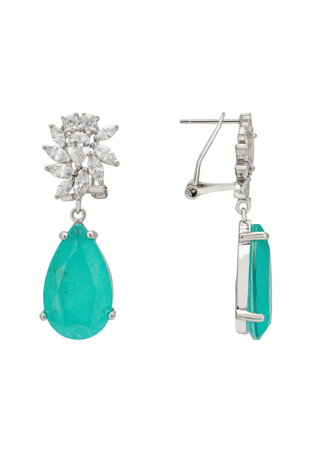 Marigold Flower Teardrop Earrings Paraiba Tourmaline Silver