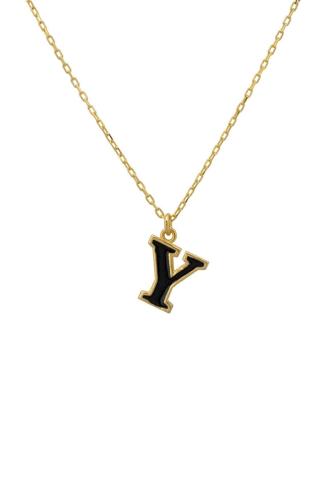 Initial Enamel Necklace Gold Y