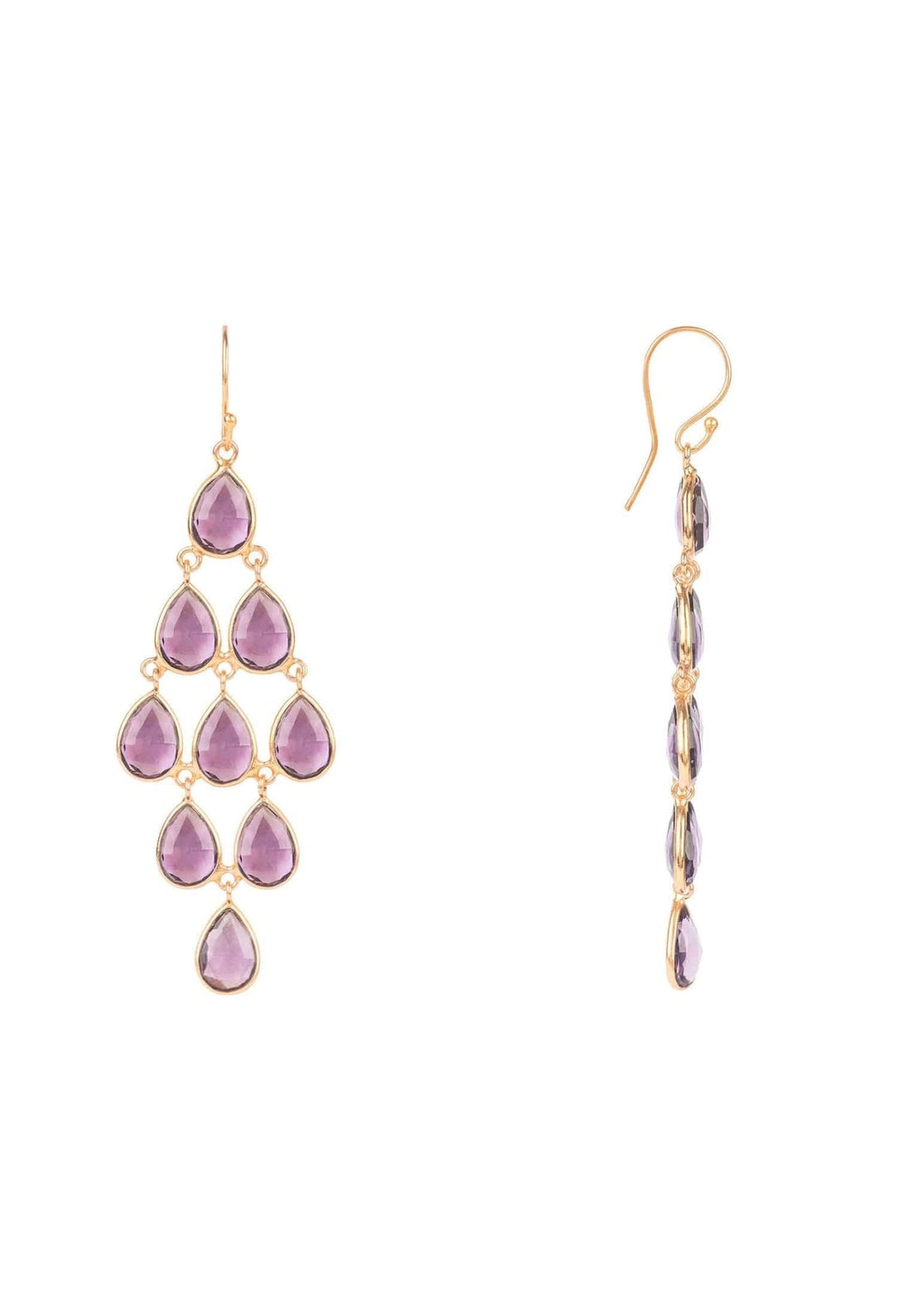 Erviola Gemstone Cascade Earrings Rose Gold Amethyst Hydro