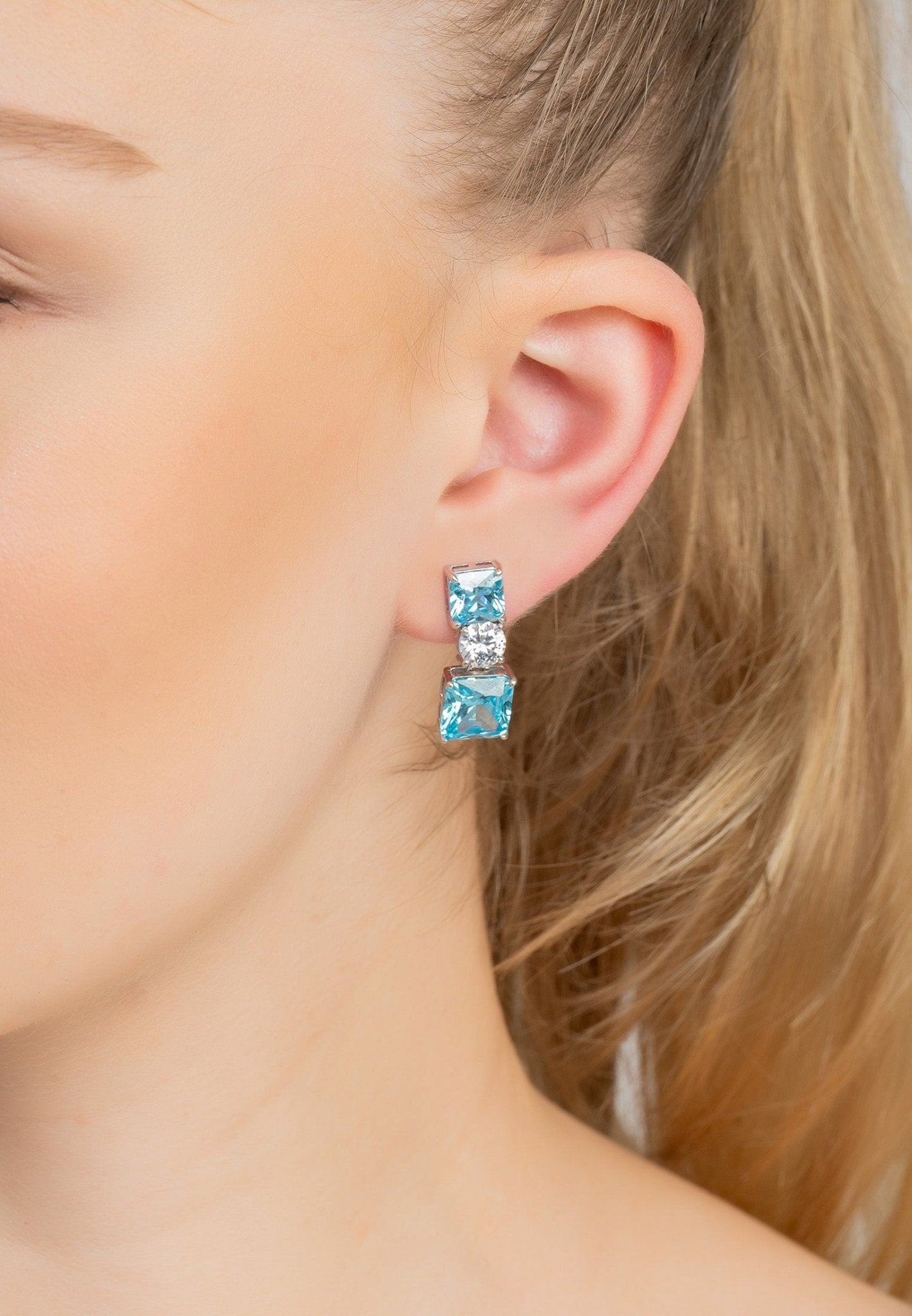 Penelope Drop Earrings Blue Topaz Silver