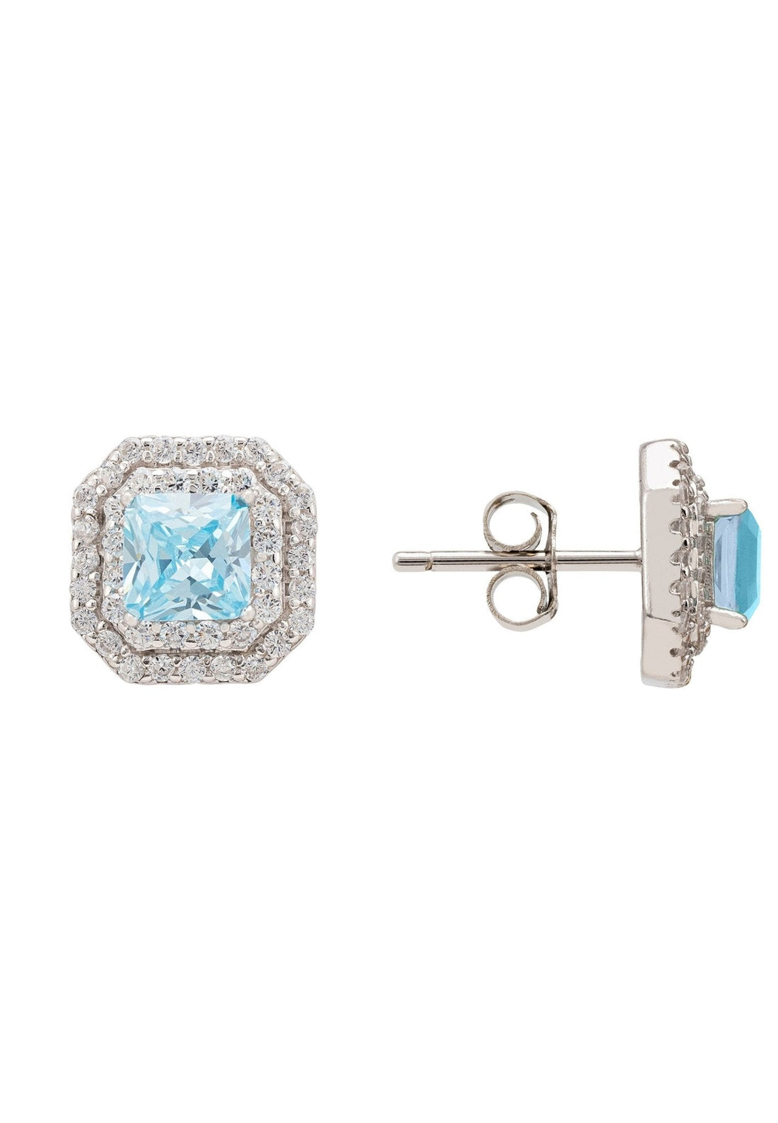 Anastasia Stud Earrings Silver Blue Topaz