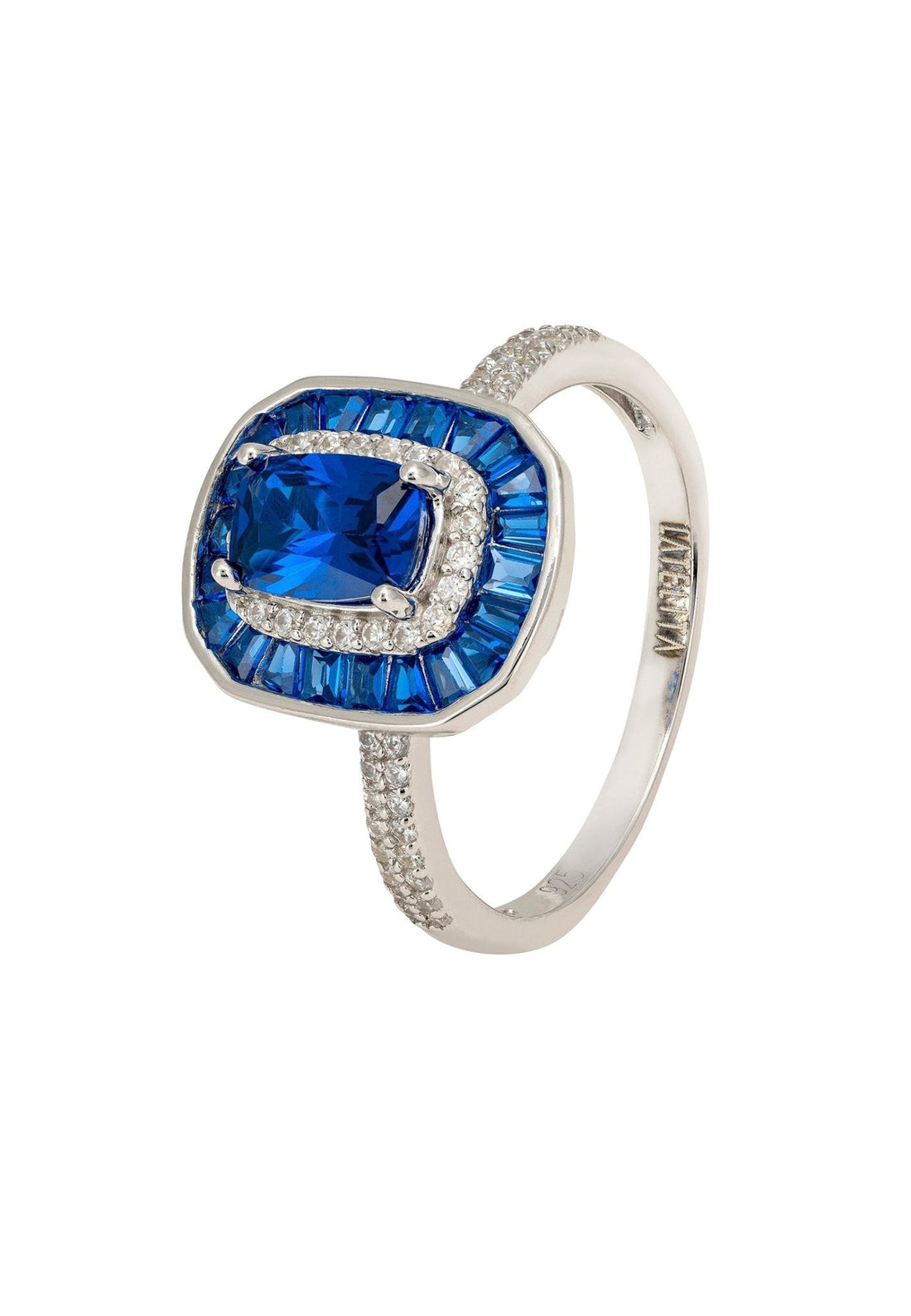 Great Gatsby Cocktail Ring Sapphire Silver