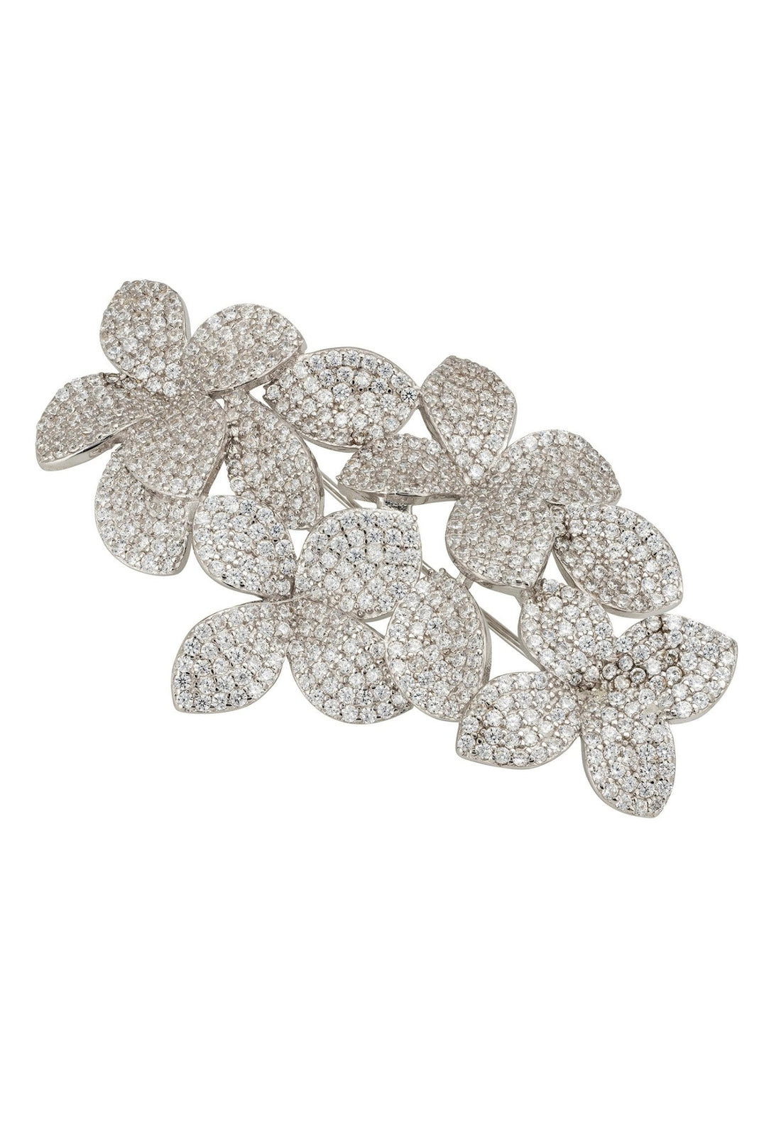 Petal Cascading Flower Brooch Silver