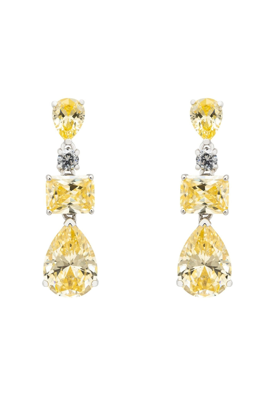 Valentina Drop Earrings Silver Yellow Topaz