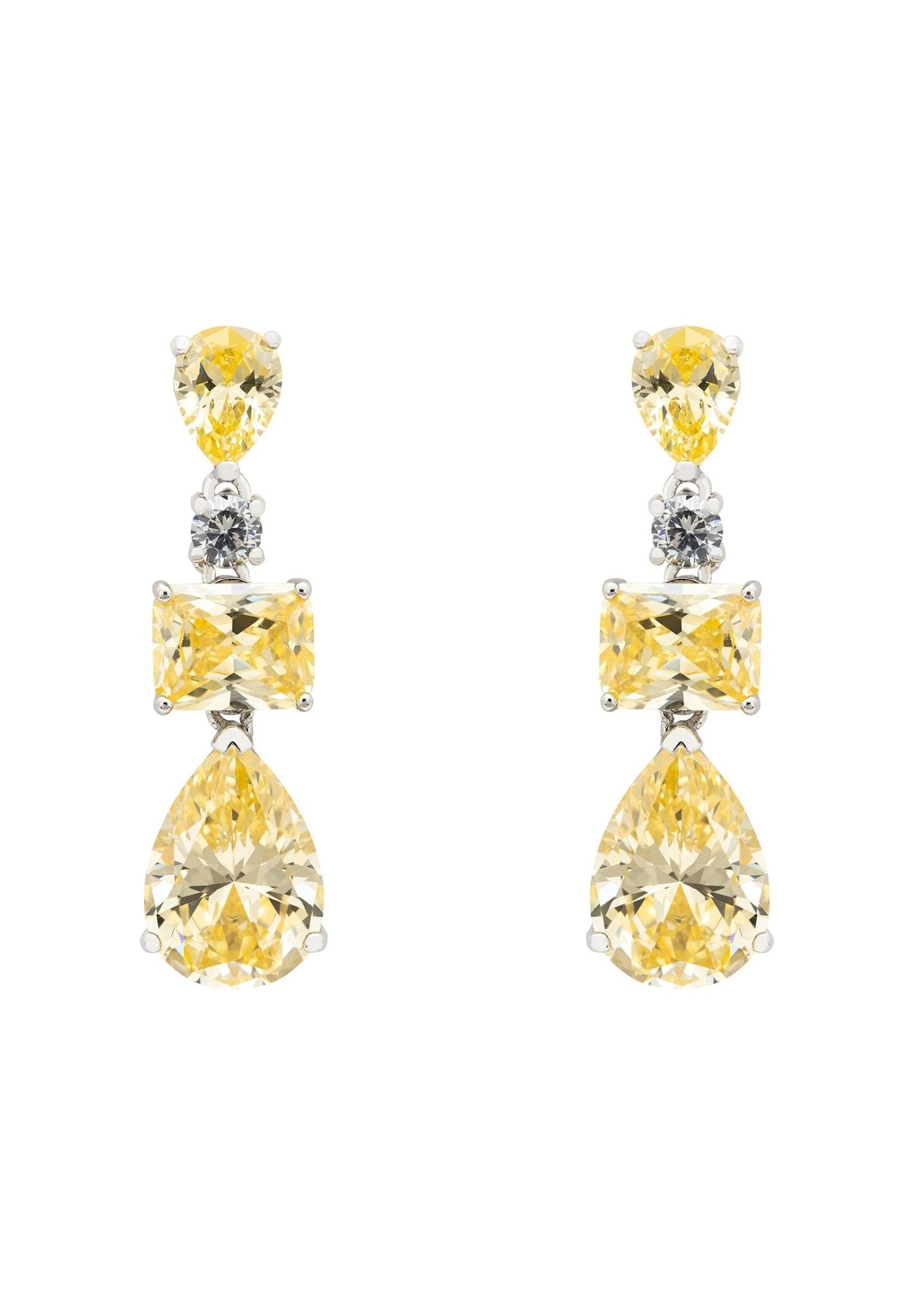 Valentina Drop Earrings Silver Yellow Topaz