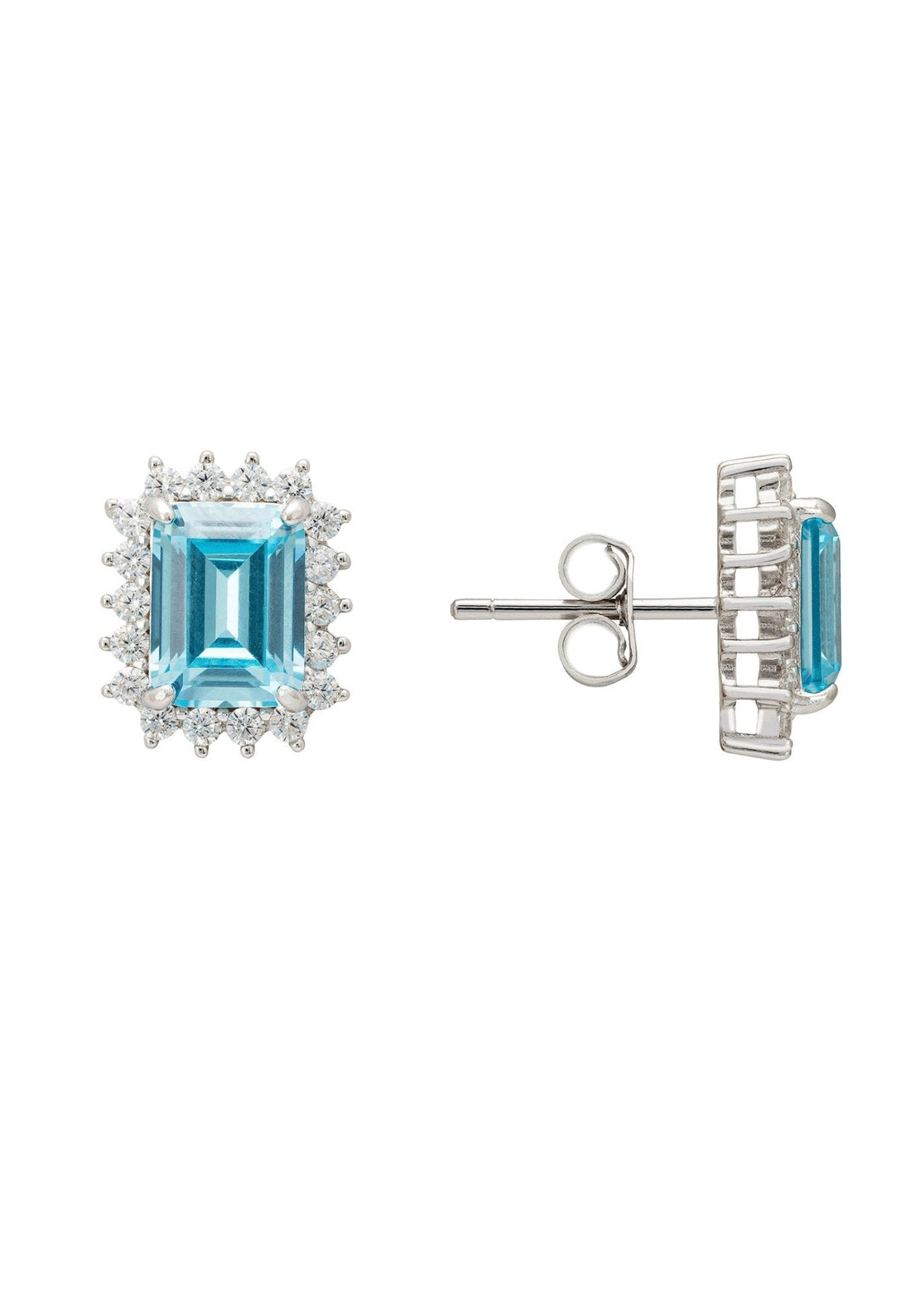 Elena Gemstone Stud Earrings Blue Topaz Silver