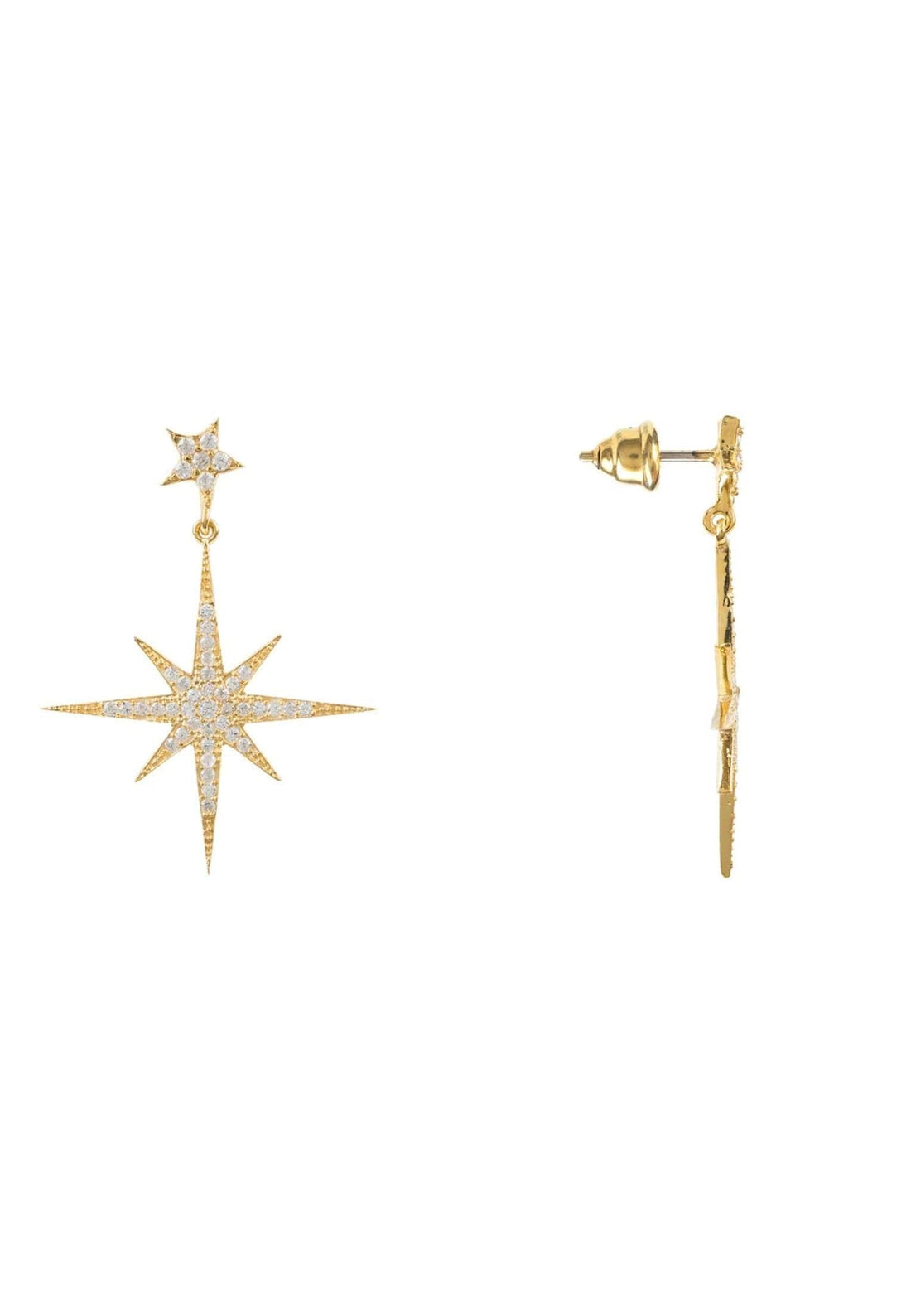 Petite Star Burst Drop Earrings Gold