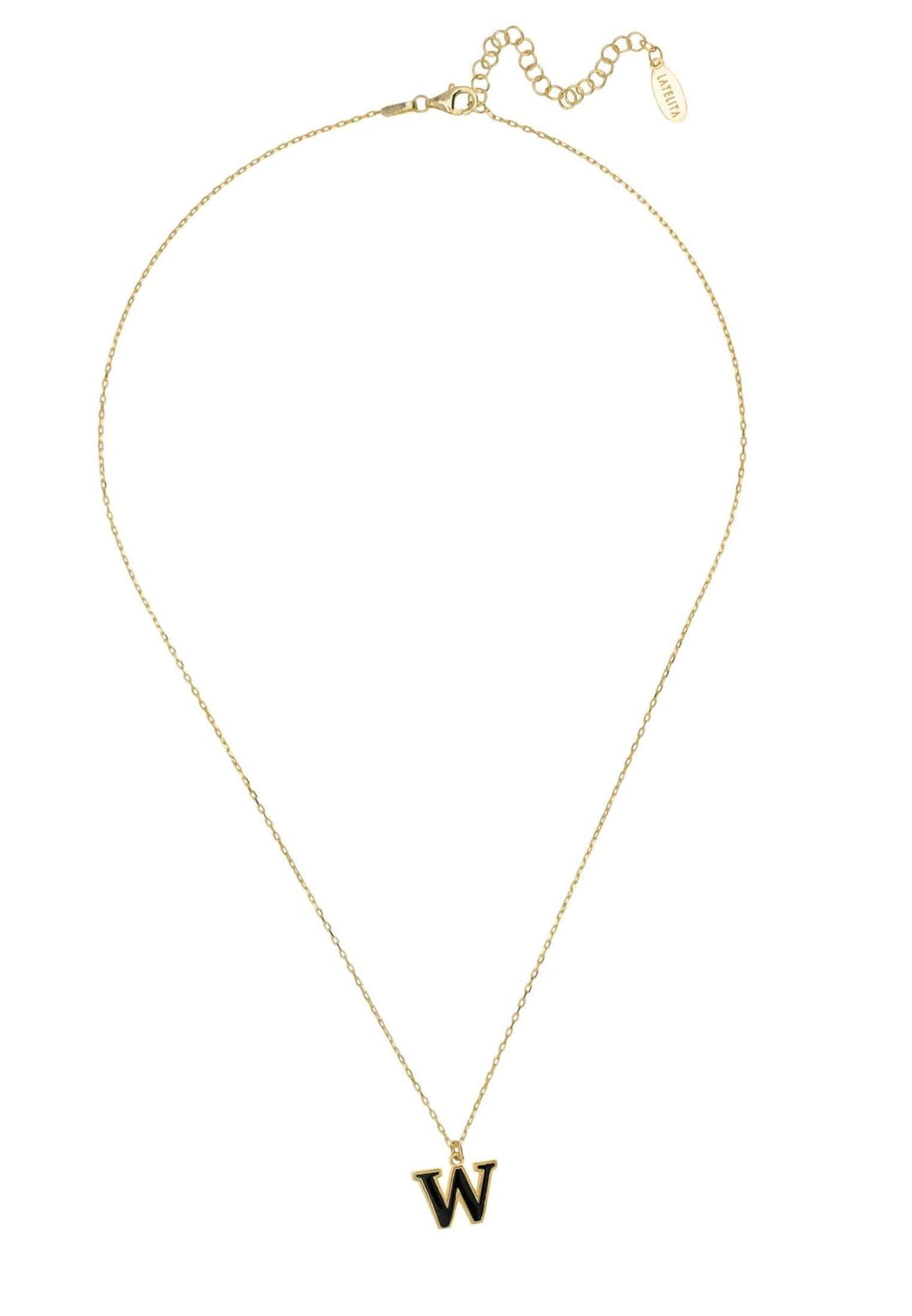 Initial Enamel Necklace Gold W