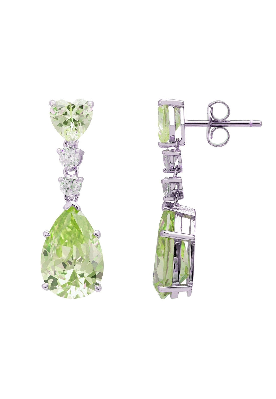 Augusta Peridot Teardrop Earrings Silver