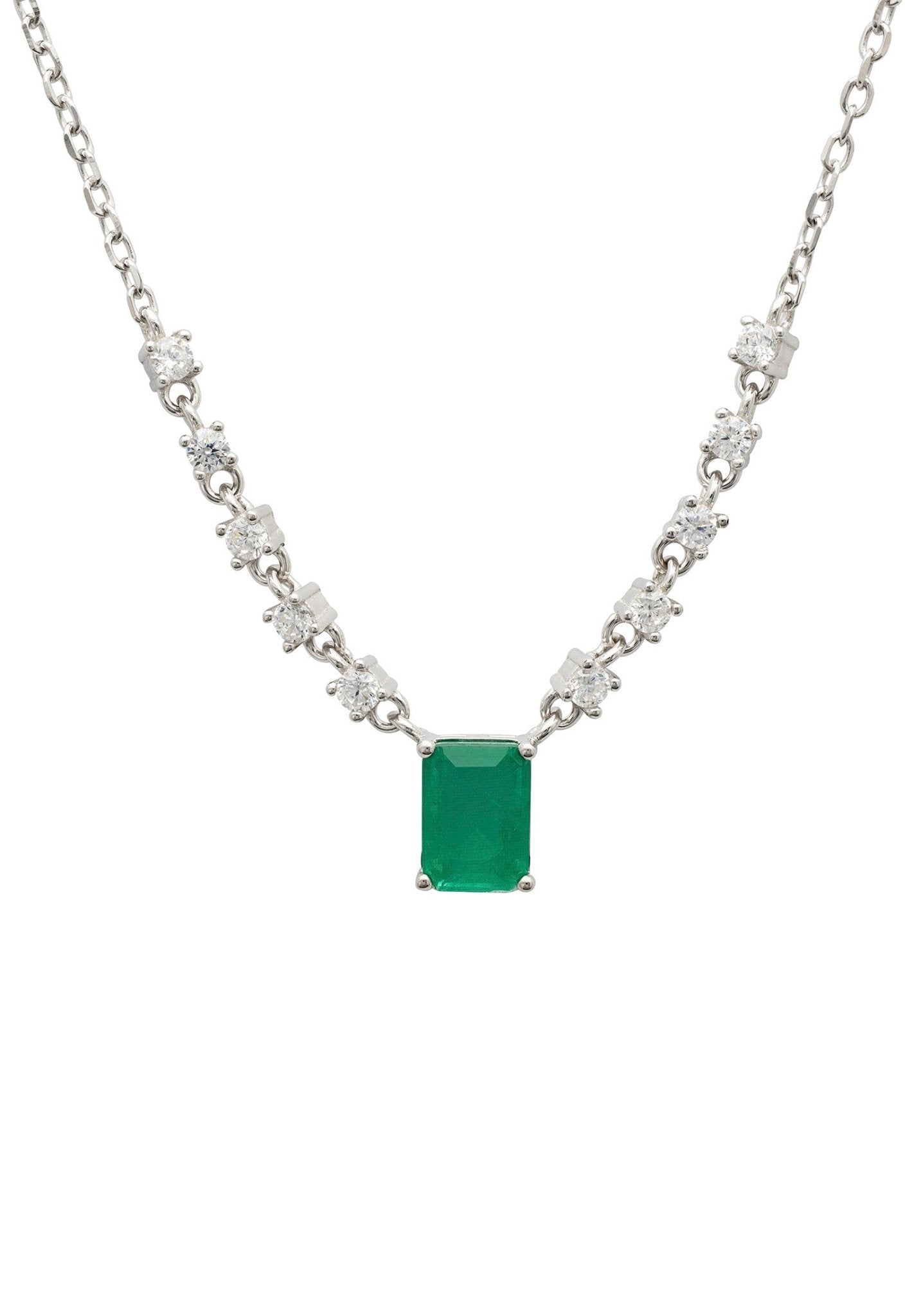 Claudia Gemstone Pendant Necklace Silver Colombian Emerald