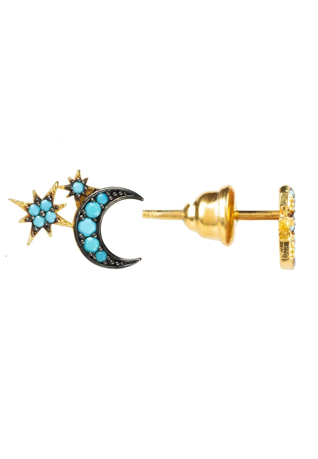 Moon and Starburst Mini Earrings Turquoise