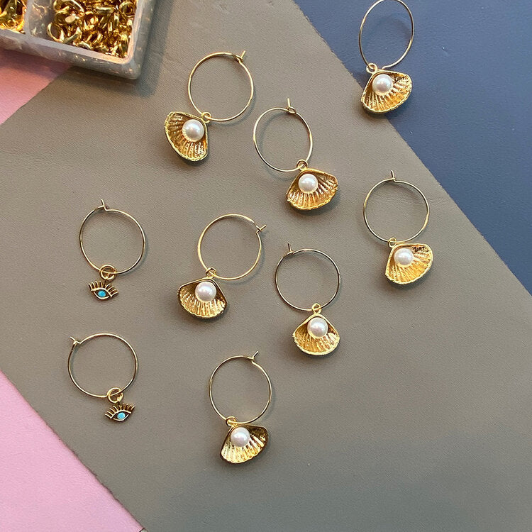 Golden Clamshell Hoop Earrings