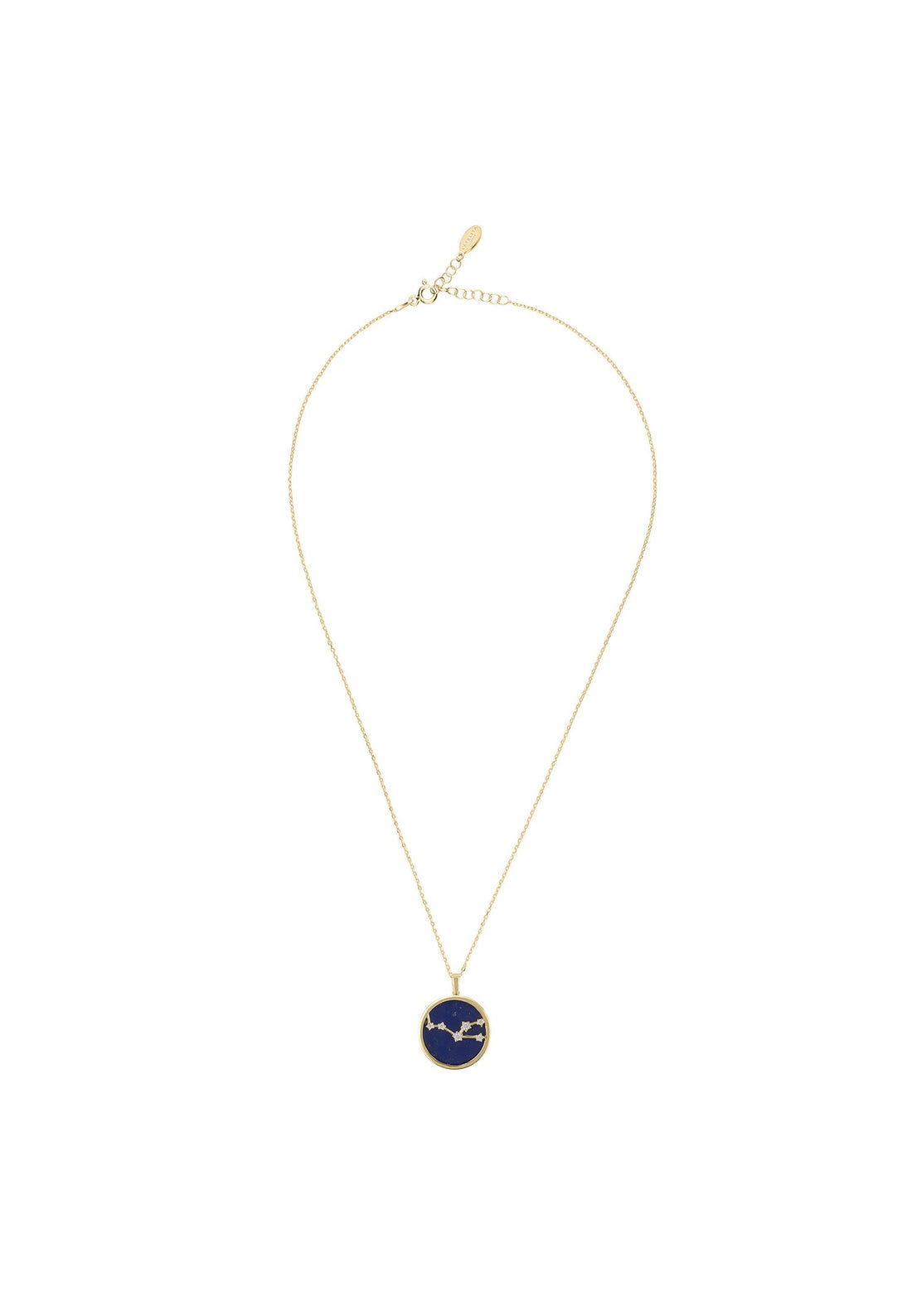 Zodiac Lapis Lazuli Gemstone Star Constellation Pendant Necklace Gold Taurus