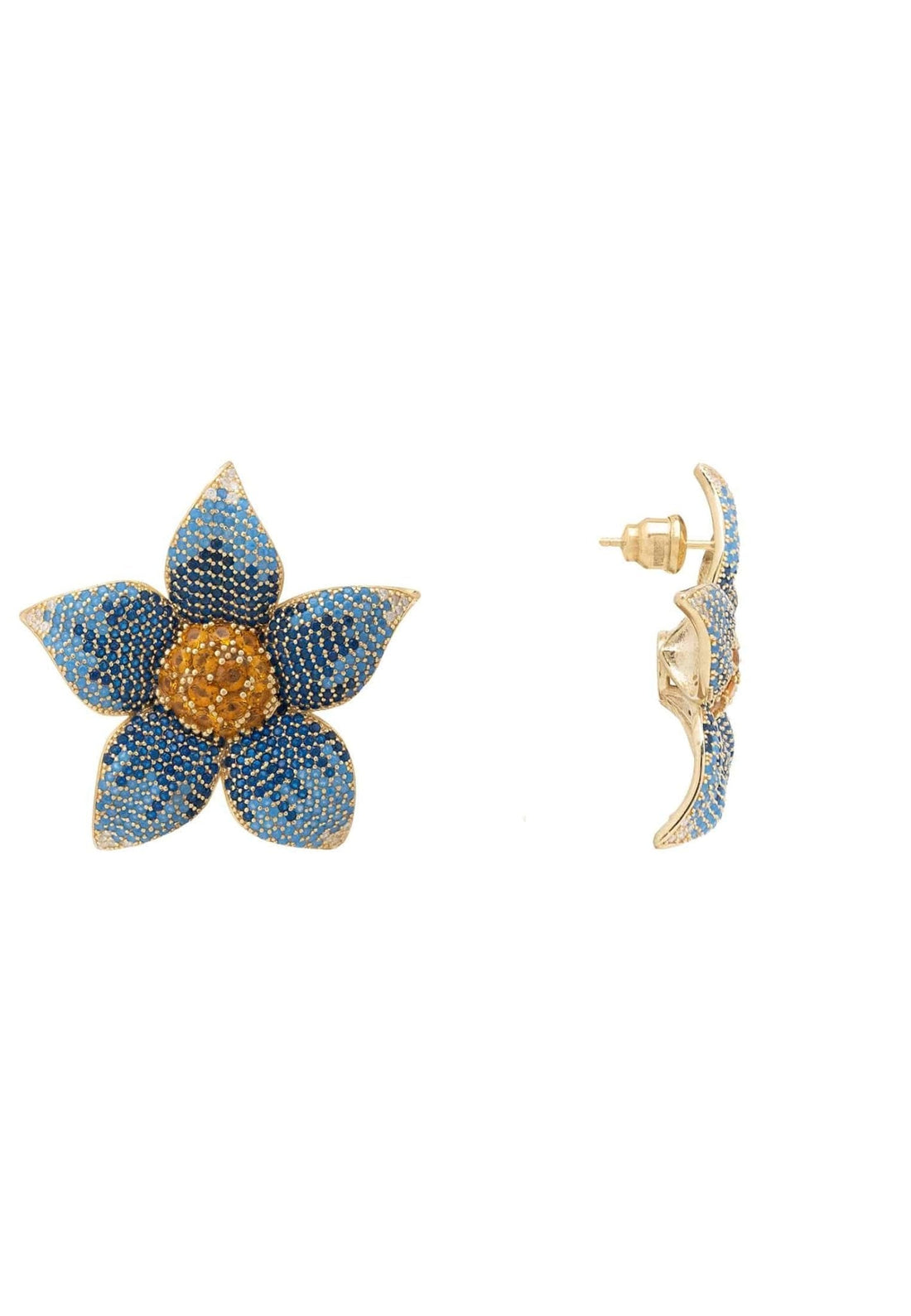 Forget Me Not Flower Earrings Gold