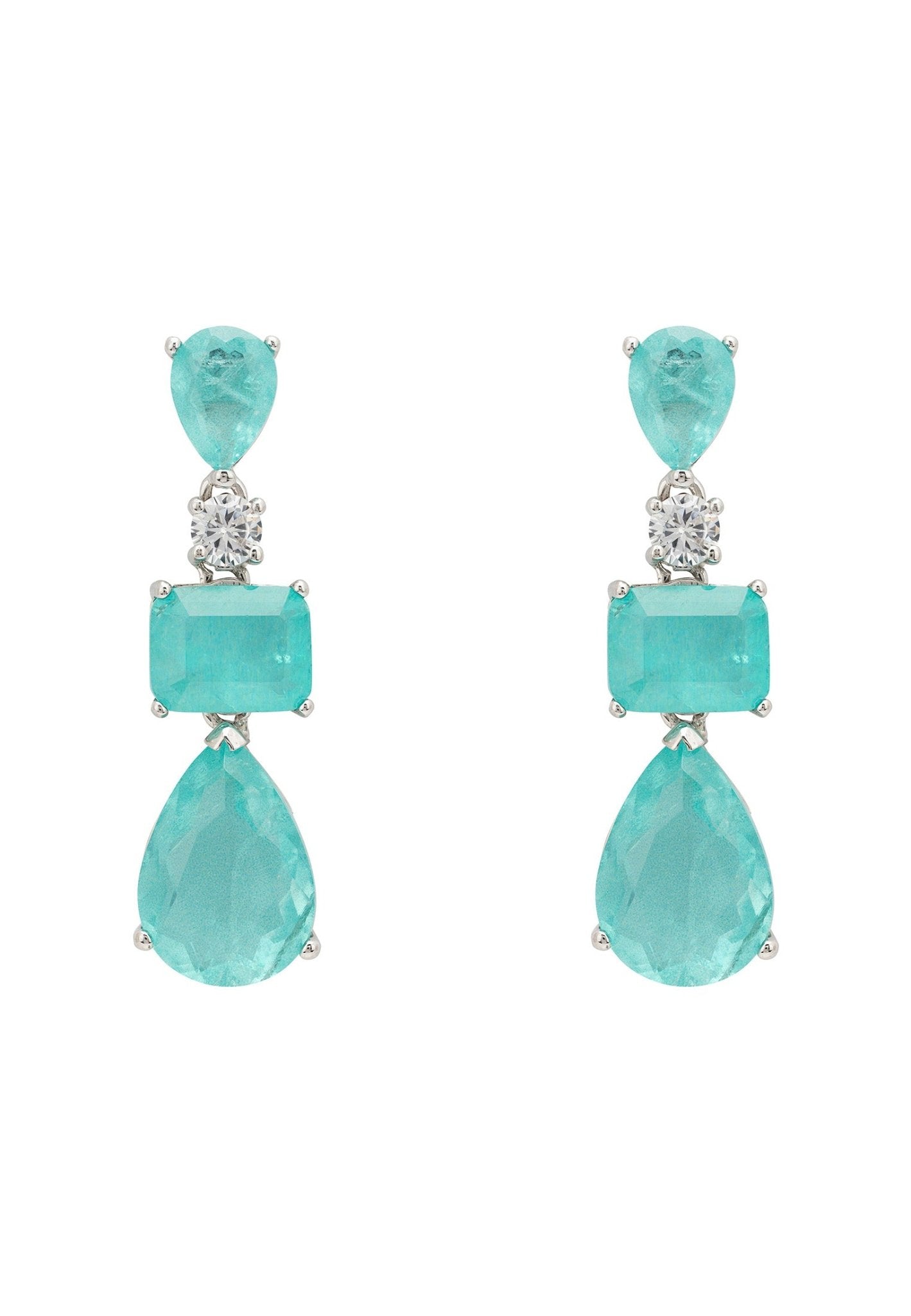 Valentina Drop Earrings Silver Paraiba Tourmaline