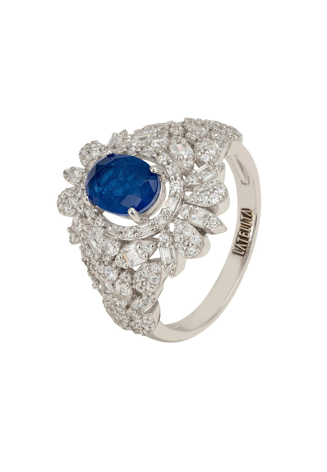 Arabesque Splendor Cocktail Ring Sapphire Silver