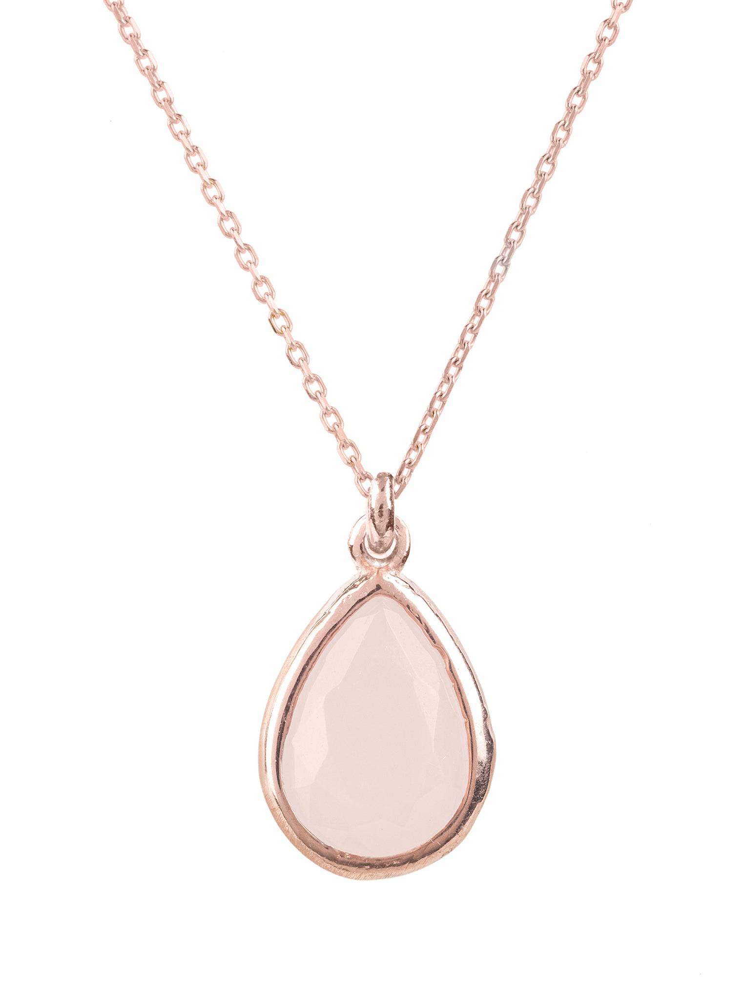 Pisa Mini Teardrop Necklace Rosegold Rose Quartz