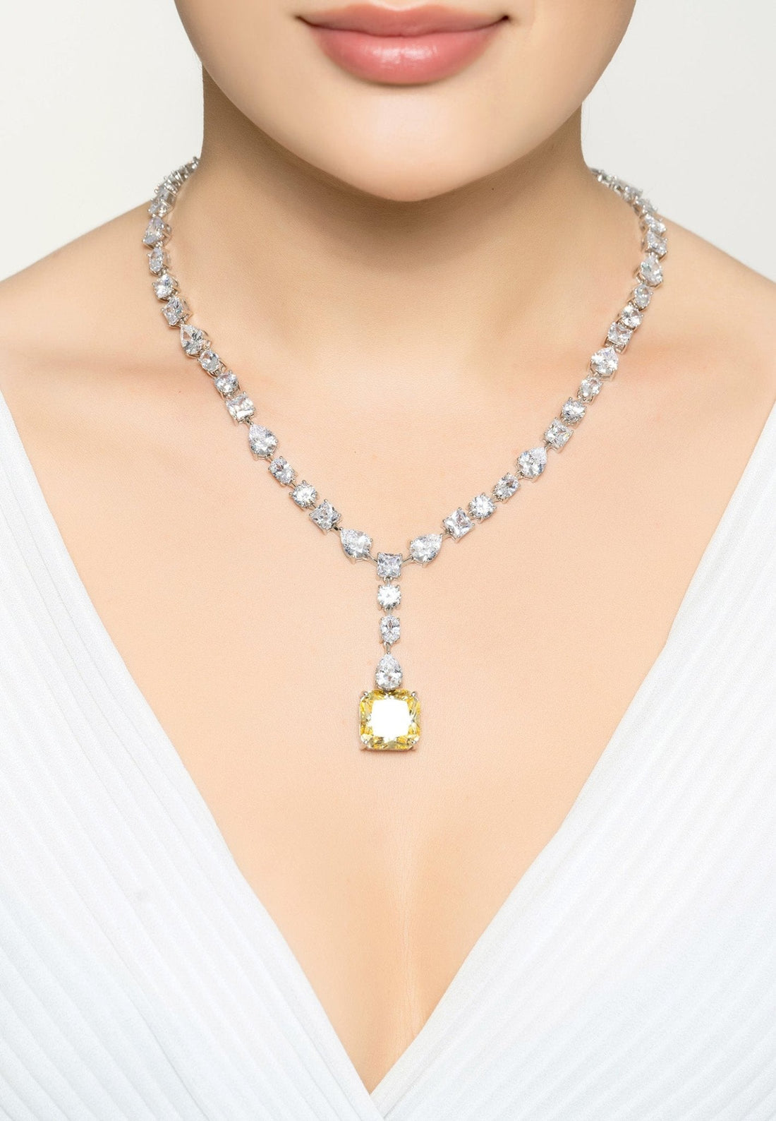 Penelope Lemon Topaz Statement Necklace Silver