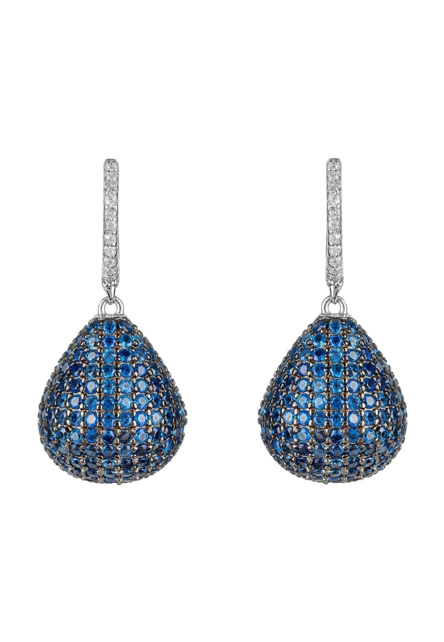 Valerie Pear Drop Gemstone Earrings Silver Sapphire Blue